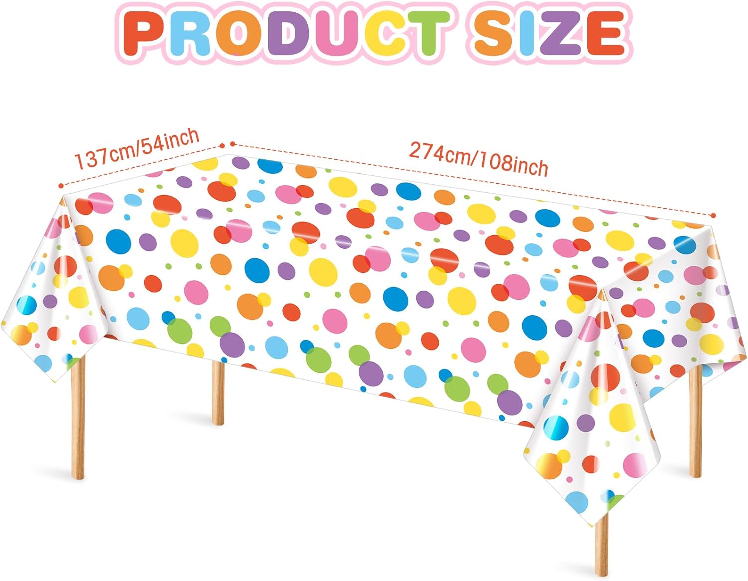 Oudain 3 Pcs Polka Dot Tablecloth Birthday Party Decor