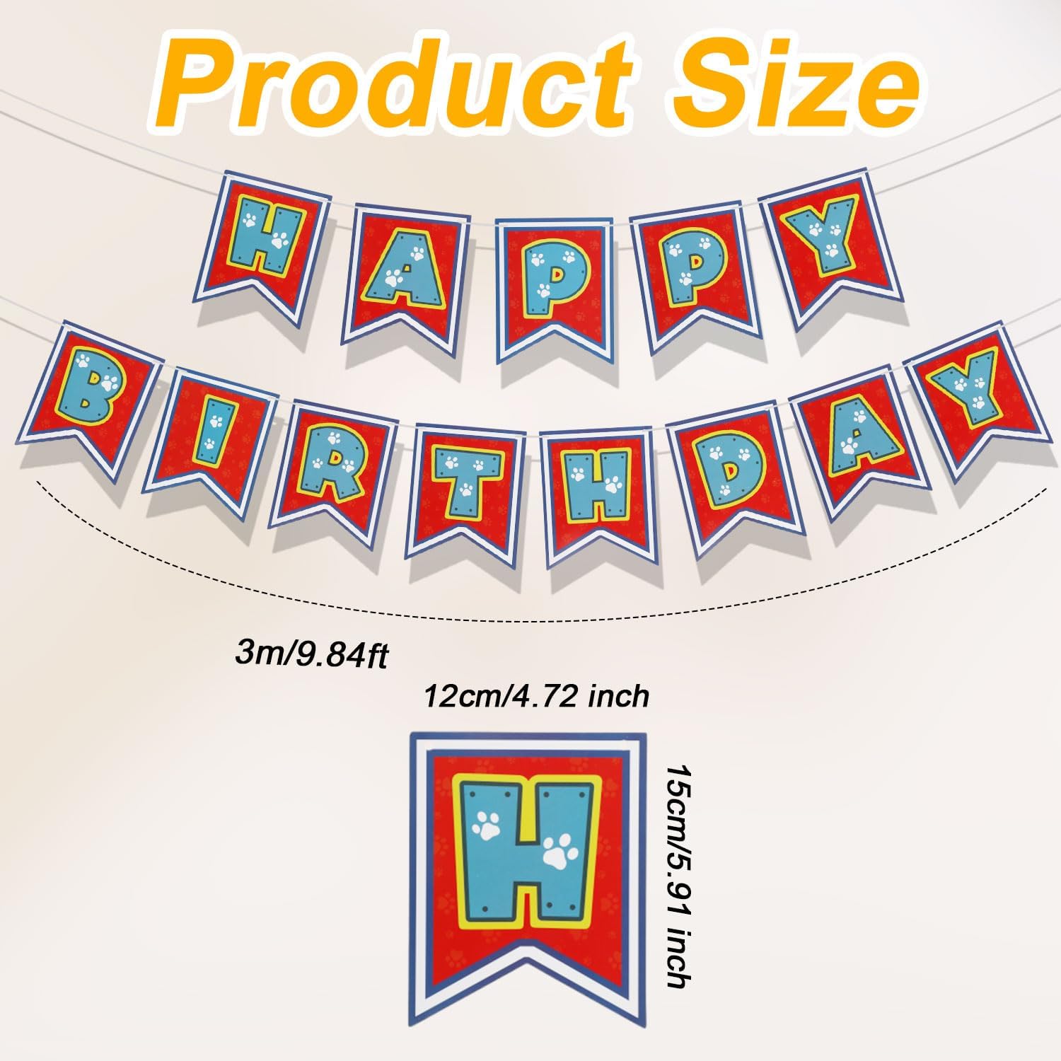 Dog Paw Happy Birthday Banner for Kids