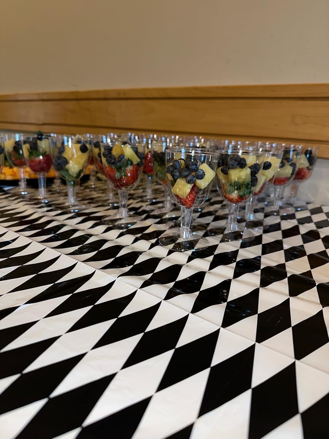 3pcs Black White Checkered Tablecloths for Halloween Parties