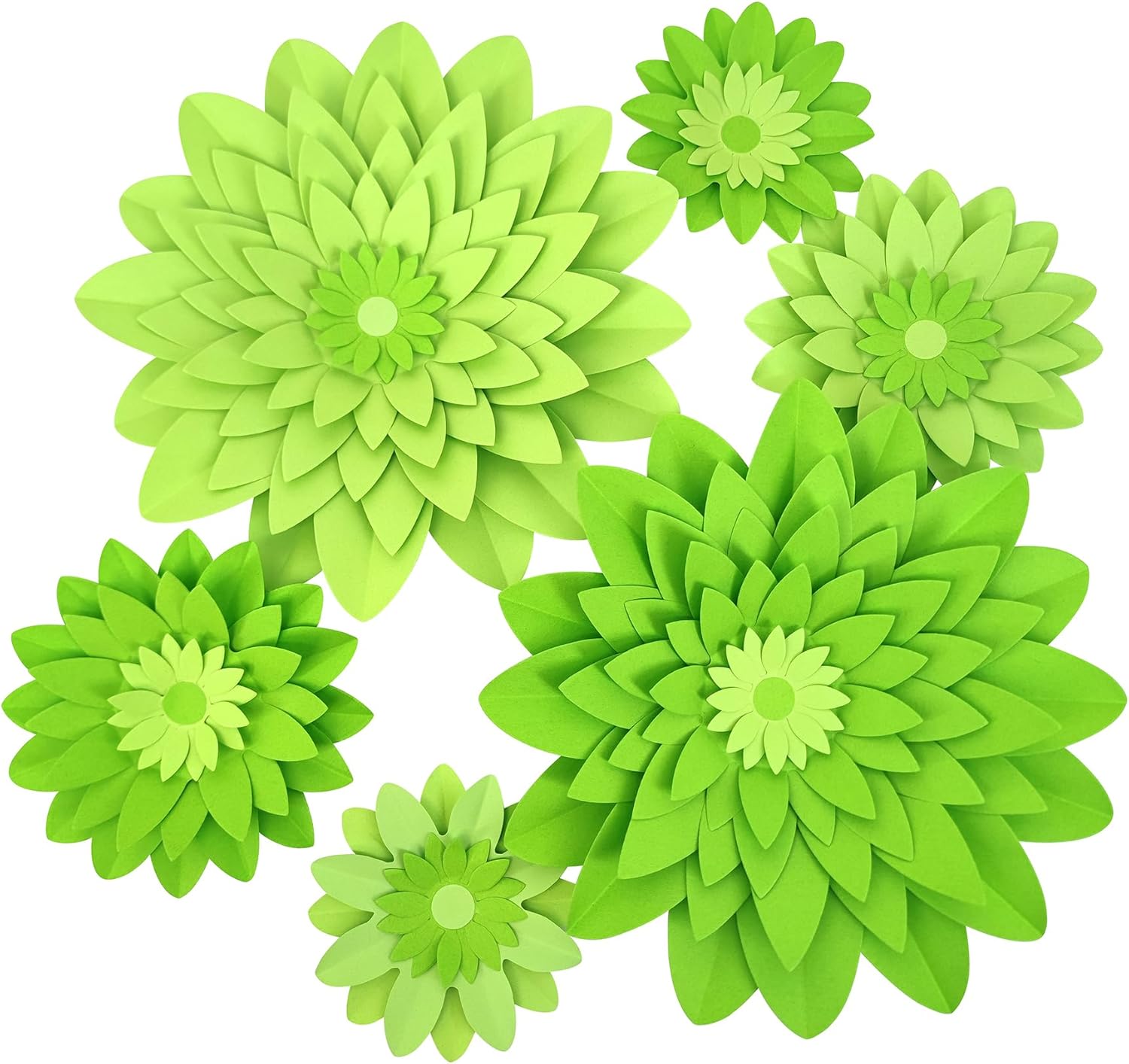 Large Lime Green Paper Flowers for Wall Decor