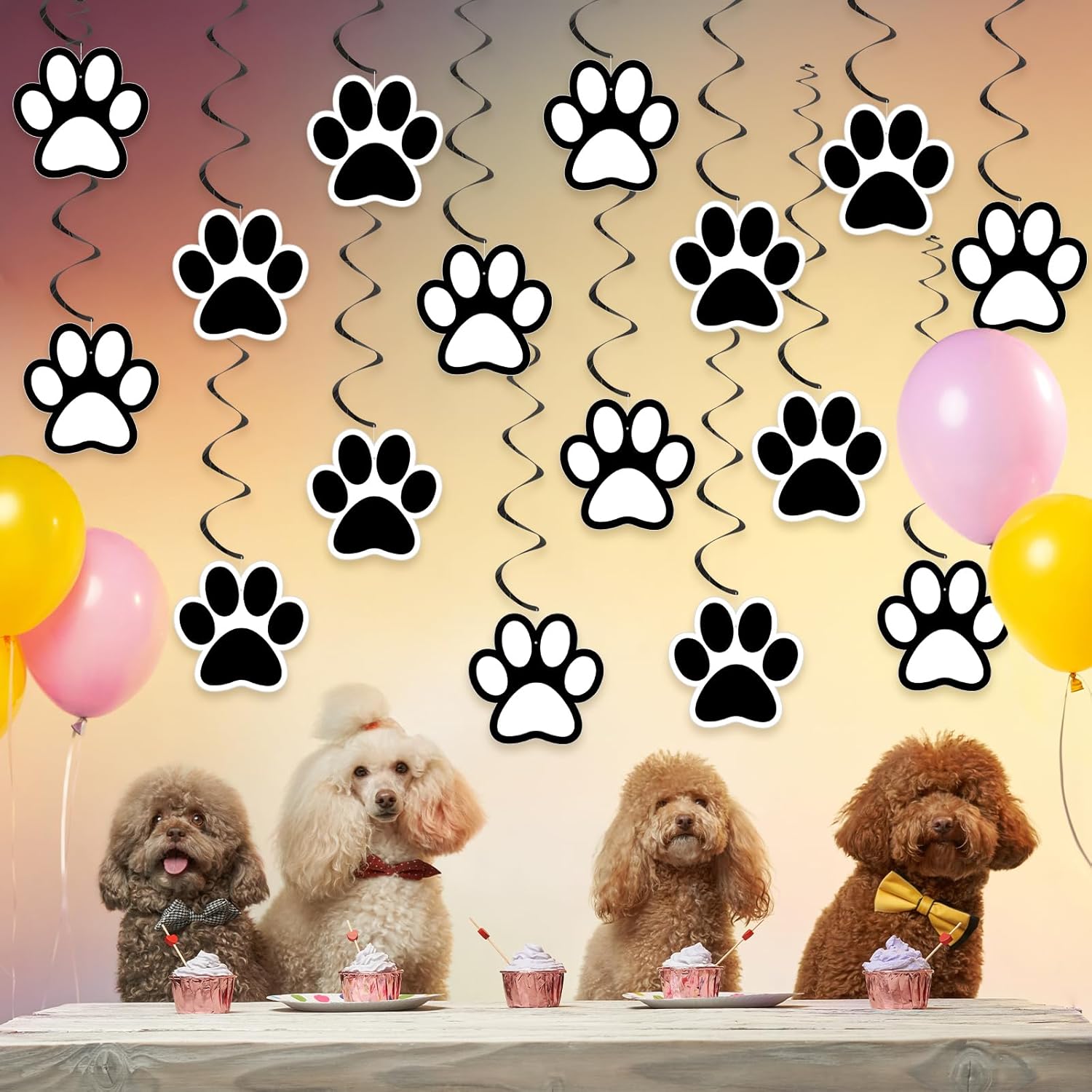 24 Pcs Dog Paw Print Party Hanging Streamers