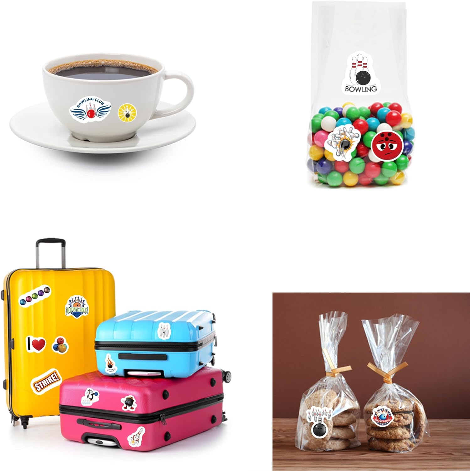 1200 Bowling Paper Stickers for Parties 24 Sheets