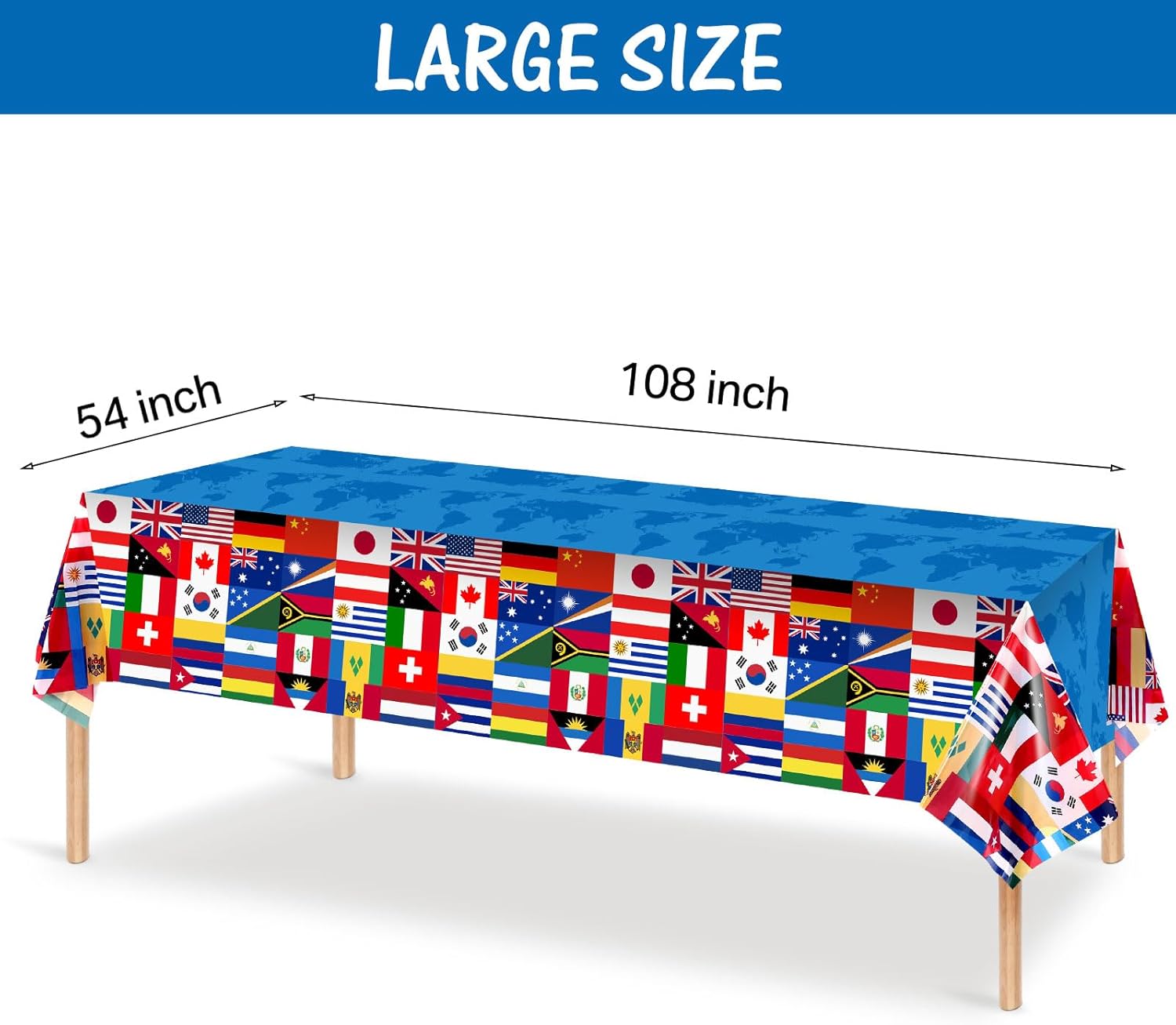 3 Pack International Flag Table Cover for Parties and Celebrations