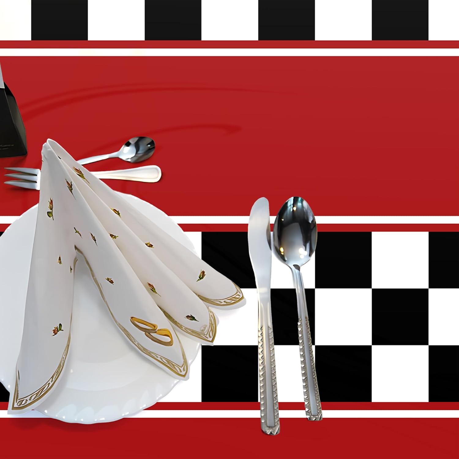 3 Pack Checkered Race Car Tablecloths for Birthday Parties