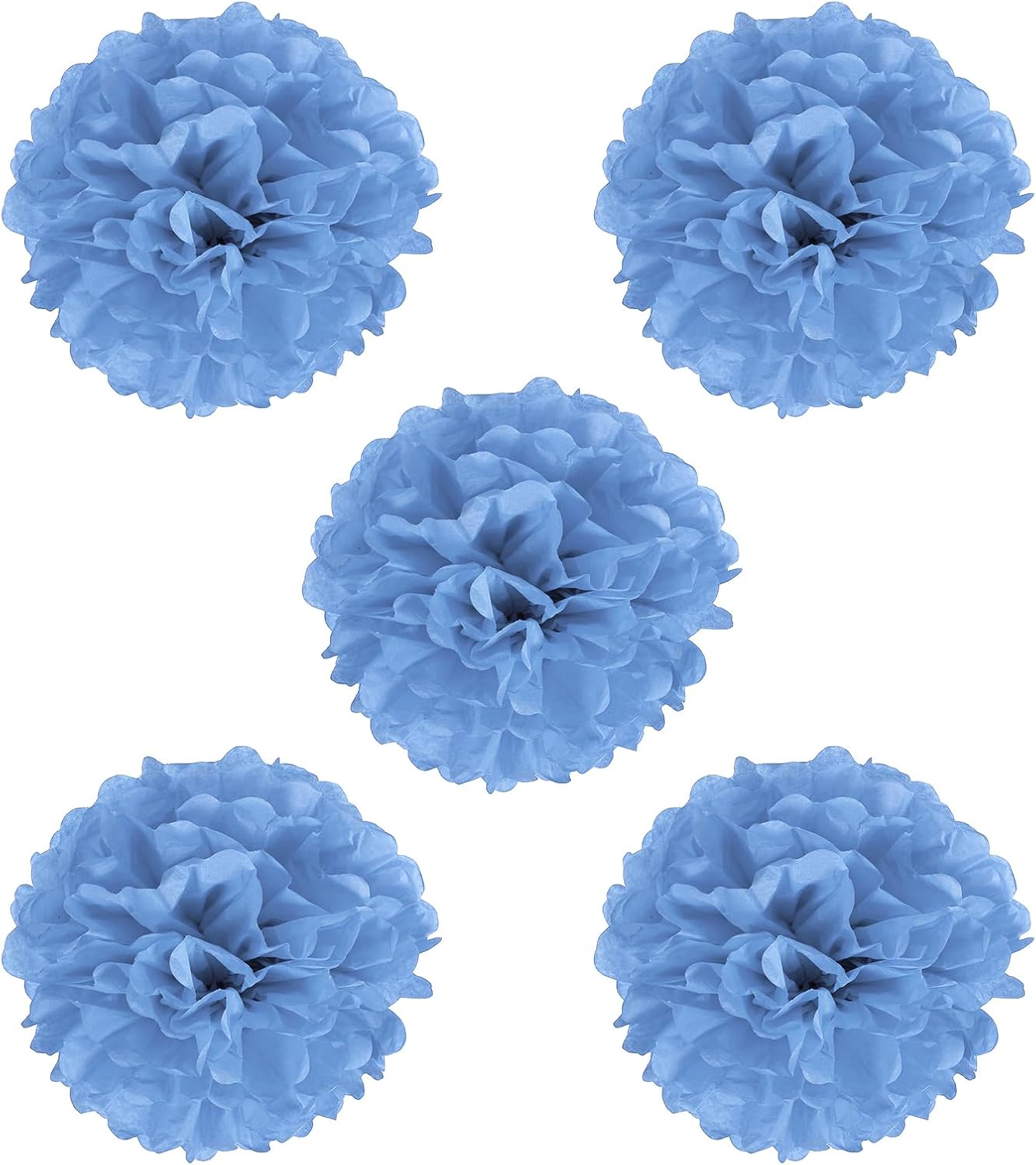 PATIKIL 8 Inch Lake Blue Tissue Pom Poms 5 Pack