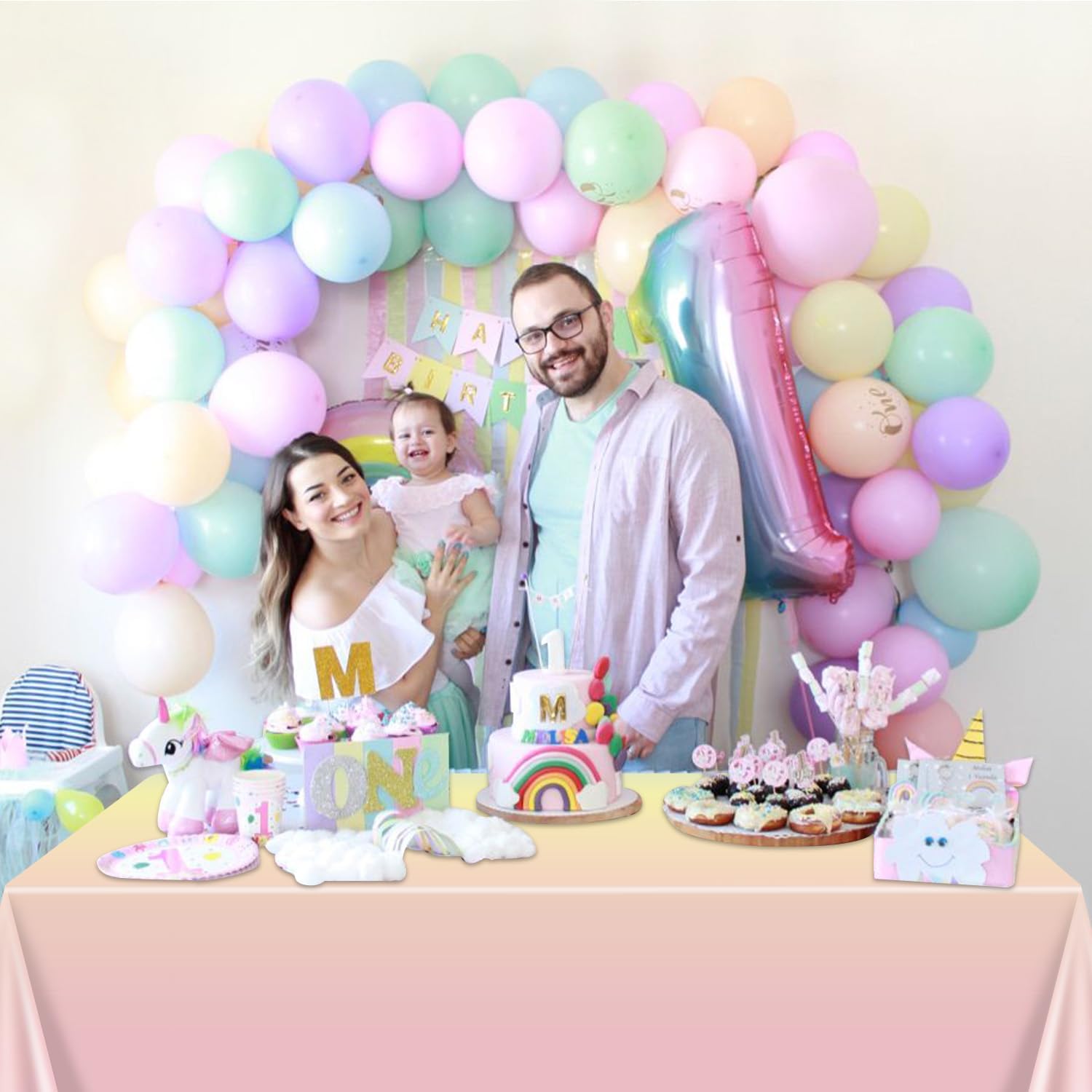Pastel Rainbow Tablecloths 4 Pcs for Parties