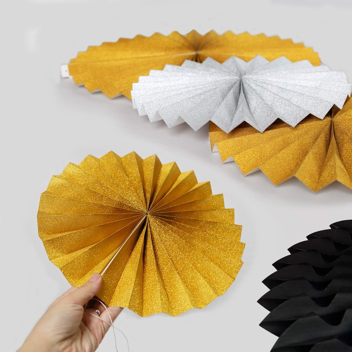 Decor365 Black Gold Silver Graduation Party Decor Fan Kit