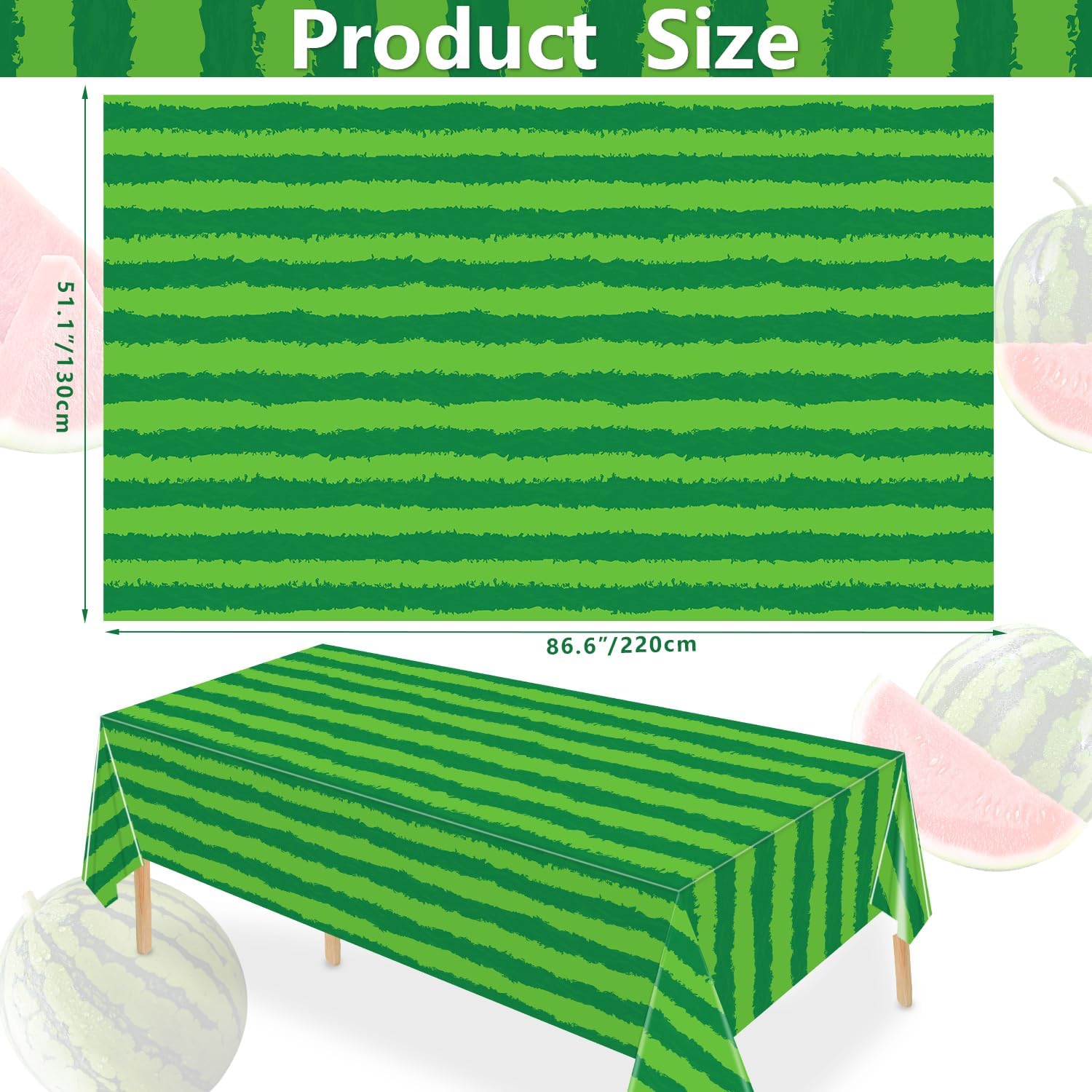 4 Pack Watermelon Rind Tablecloths Green Melon Party Decor