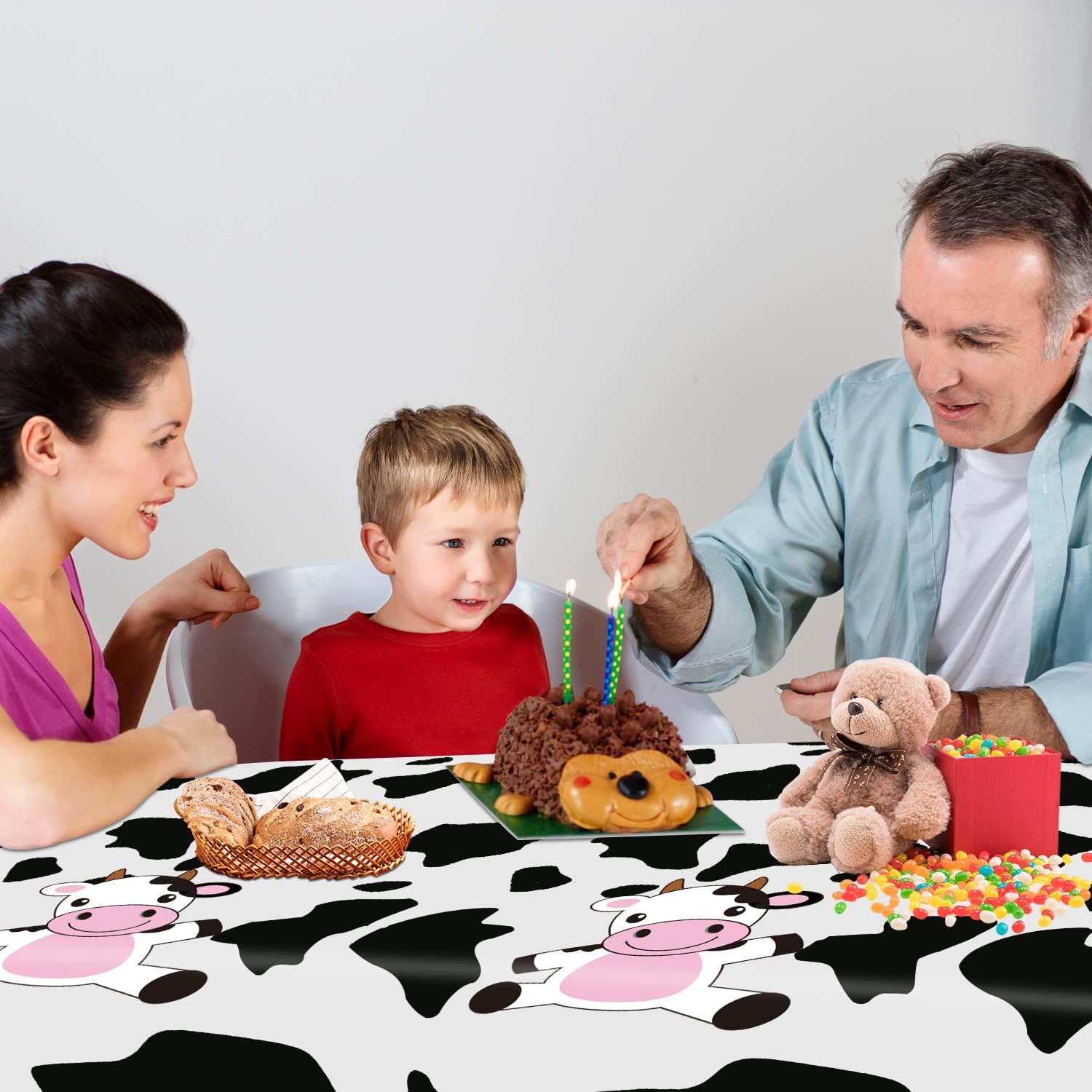 8 Pcs Cow Print Plastic Tablecloths Black White Farm Theme