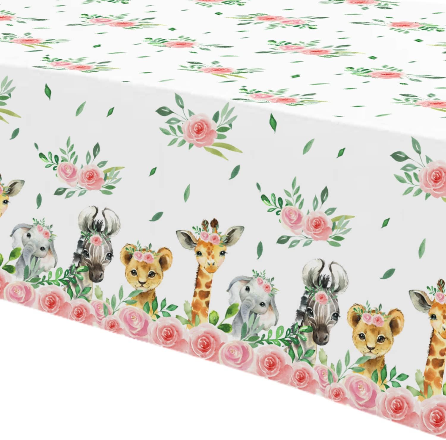 Safari Tablecloth for Girls - 4 Pack Jungle Party Decor