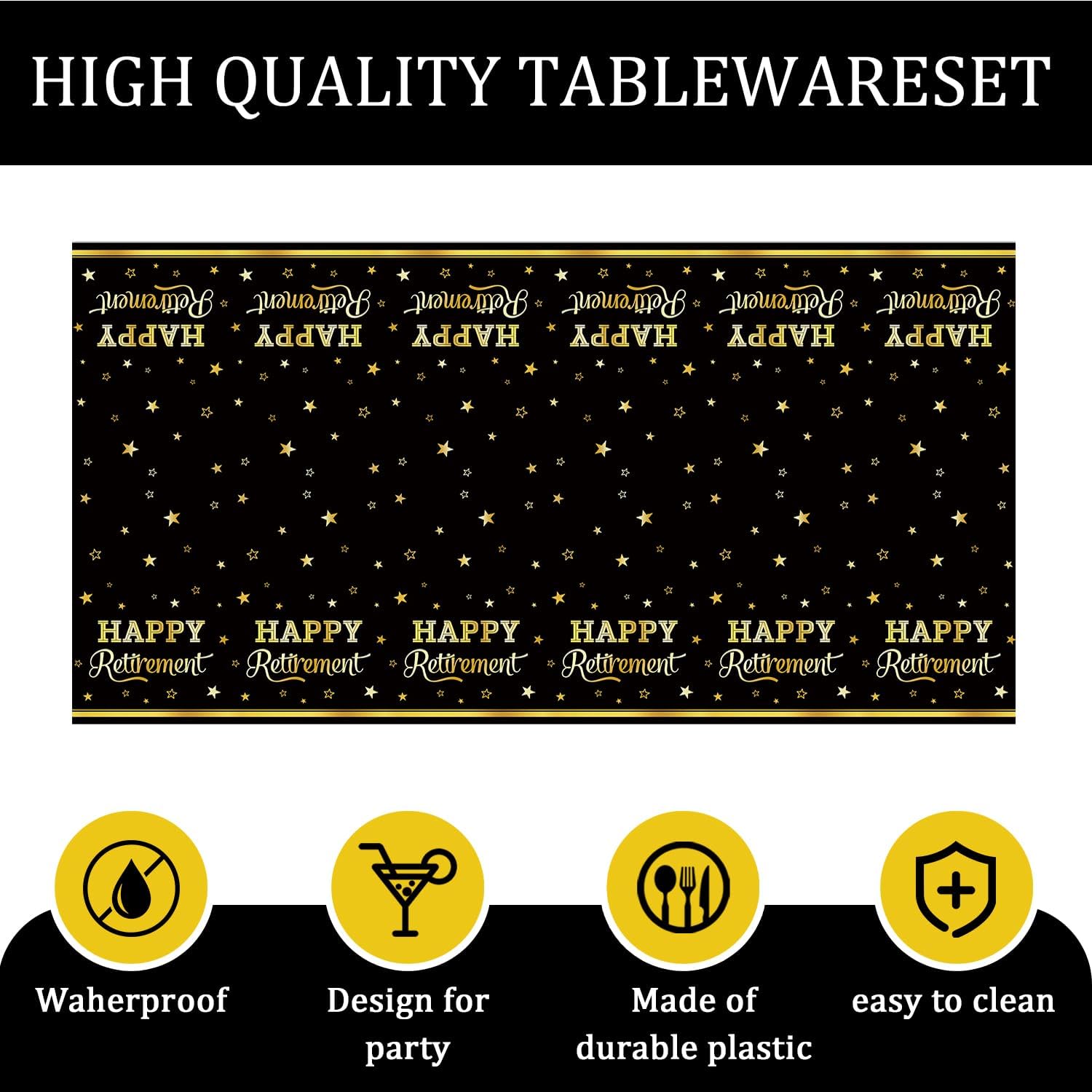 Egami 2pcs Retirement Tablecloth for Party Decorations