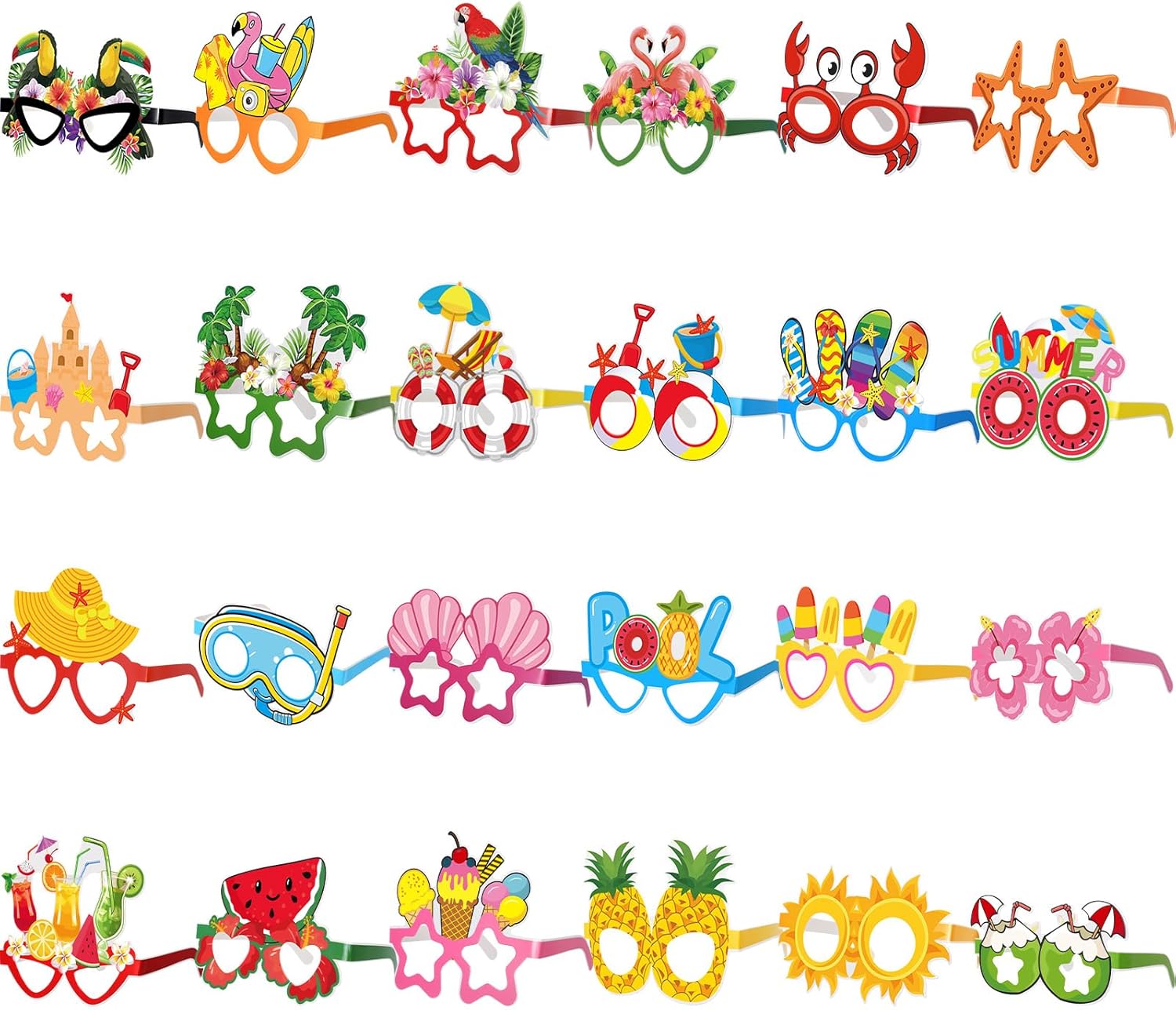 24 Pcs Pool Party Funny Sunglasses for Party Favors
