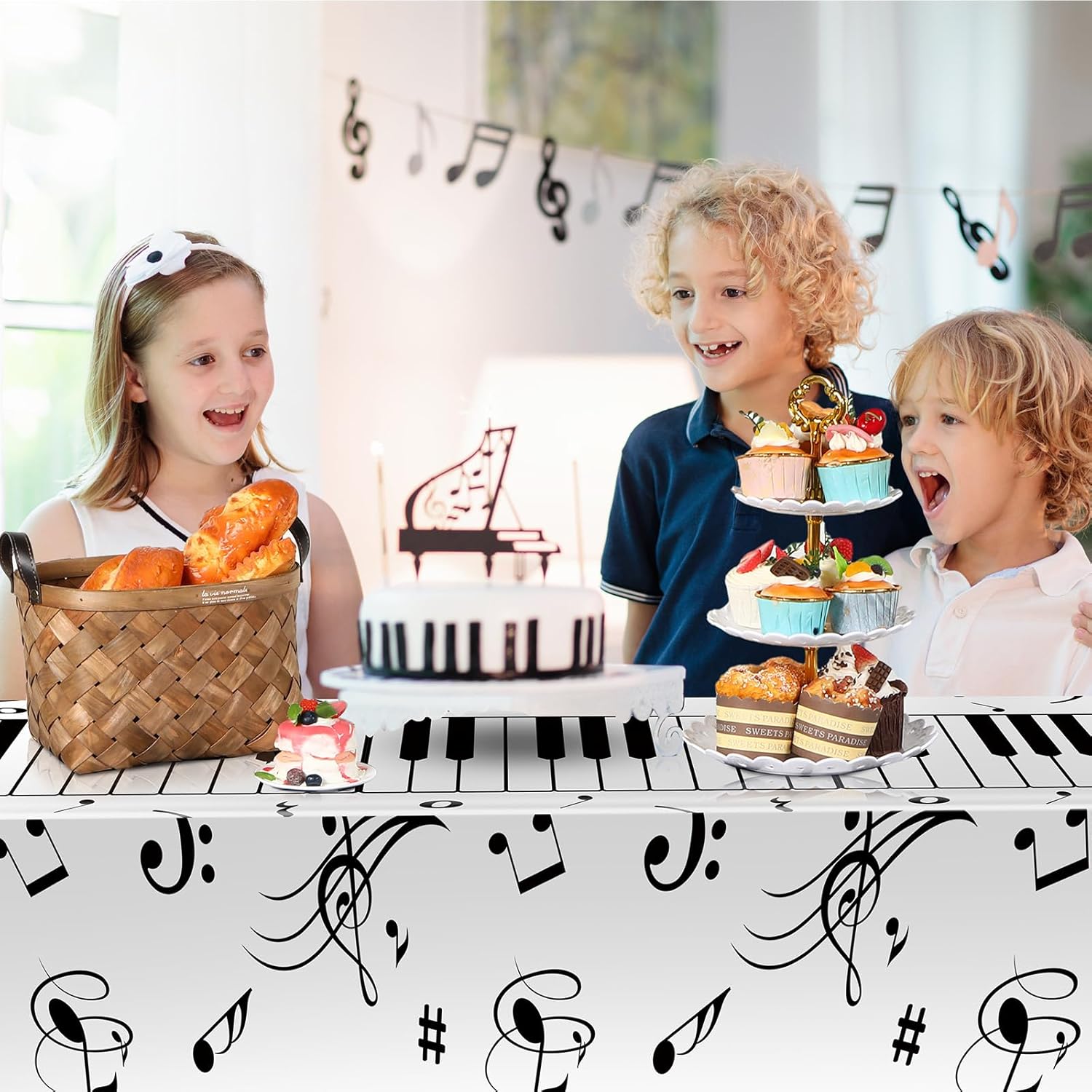 3 Pcs Musical Notes Tablecloth for Music Themed Parties