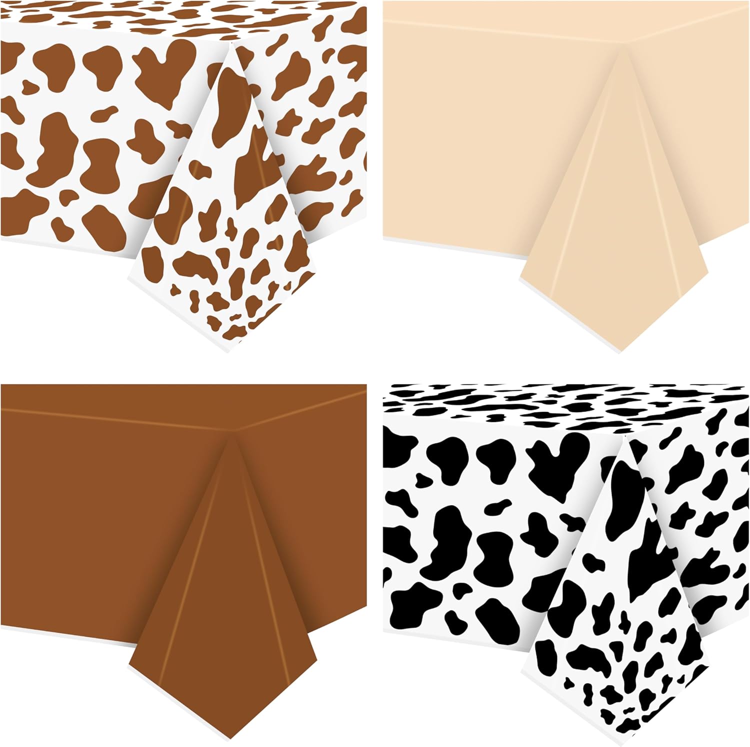 Highland Cow Party Tablecloths 4Pcs Birthday Decor Table Covers