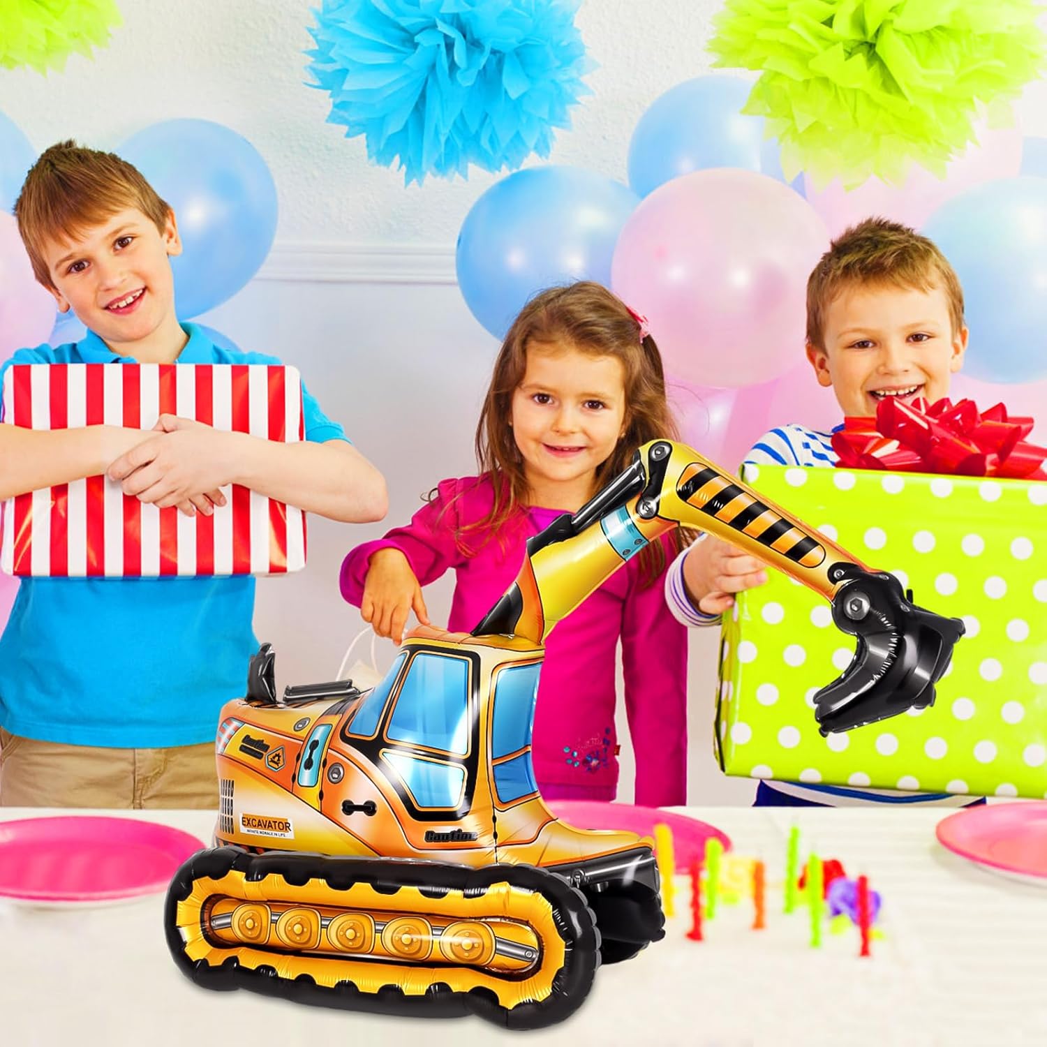 Self Standing 4D Foil Excavator Balloon for Kids