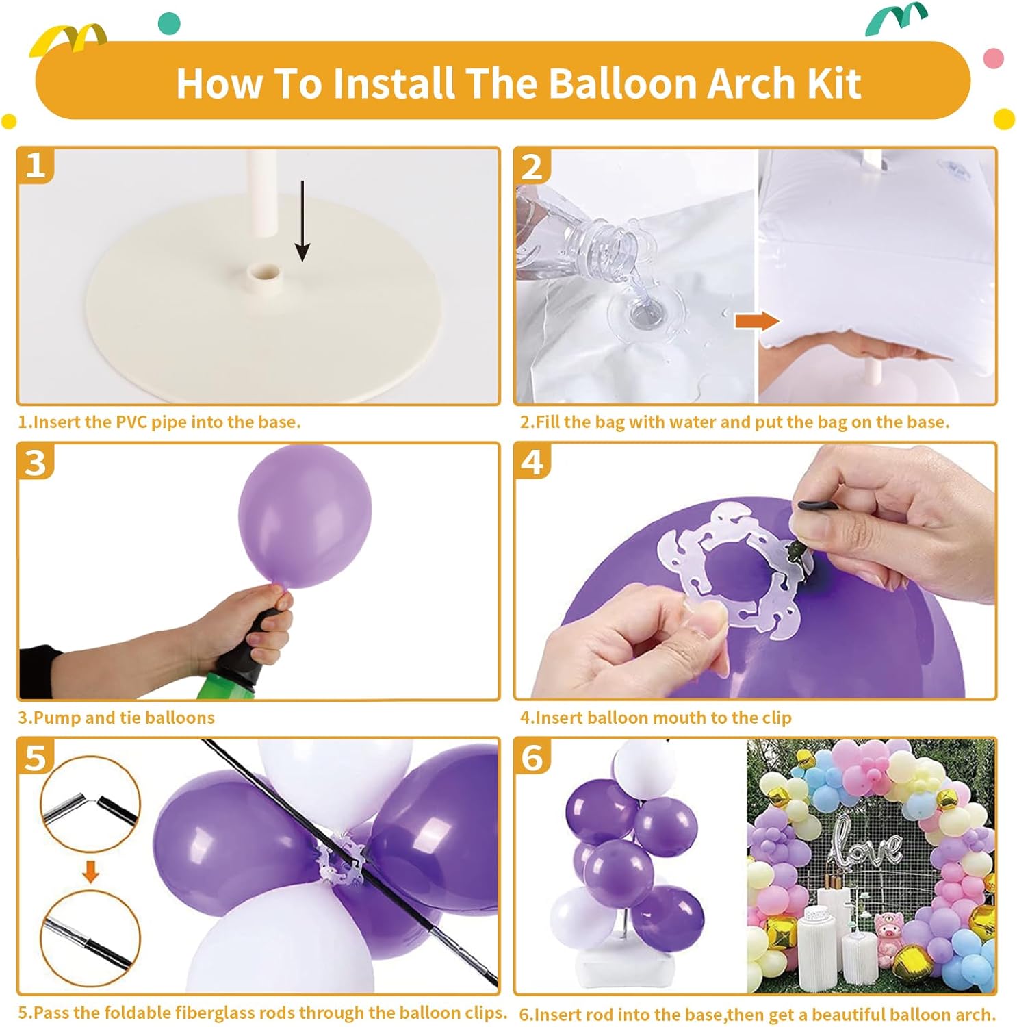 RUBFAC Balloon Arch Kit 8ft Tall 9ft Wide