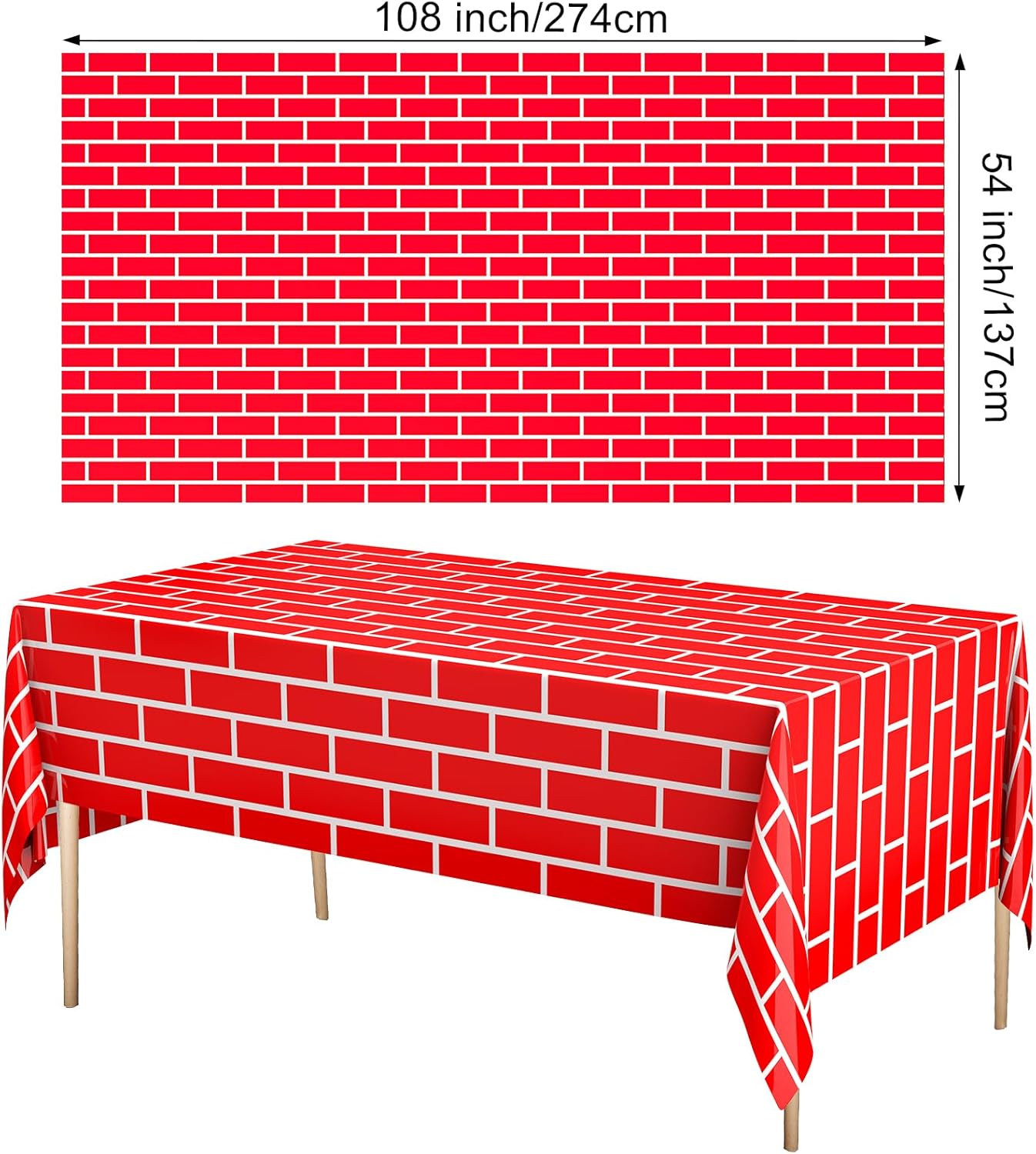 Oudain 4pcs 54x108 Inch Building Block Tablecloths for Kids Birthday Party