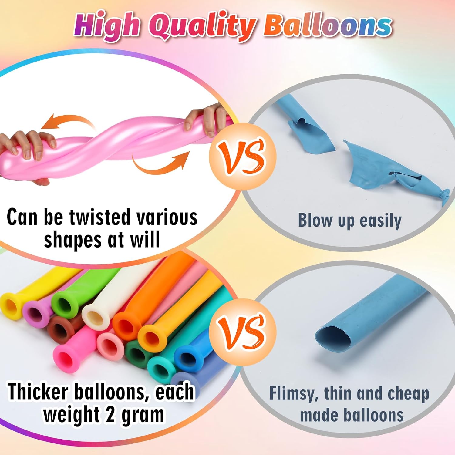 100 Pcs 260Q Balloons Kit with Pump for Kids