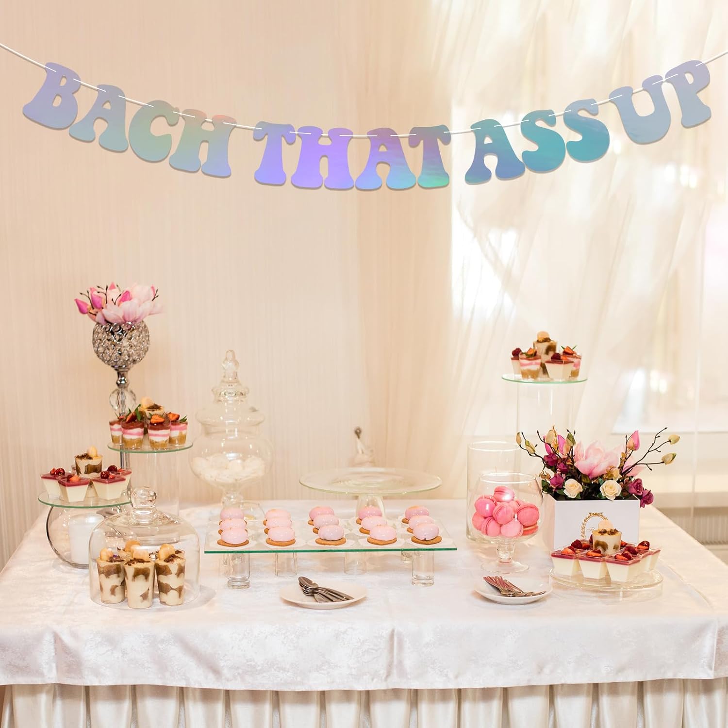 Bach That Ass Up Holographic Banner Pre-Strung