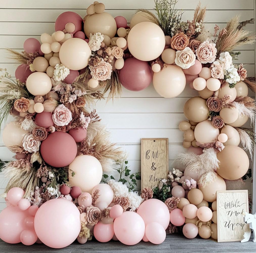 Dusty Pink Balloon Arch Kit 112pcs for Boho Parties