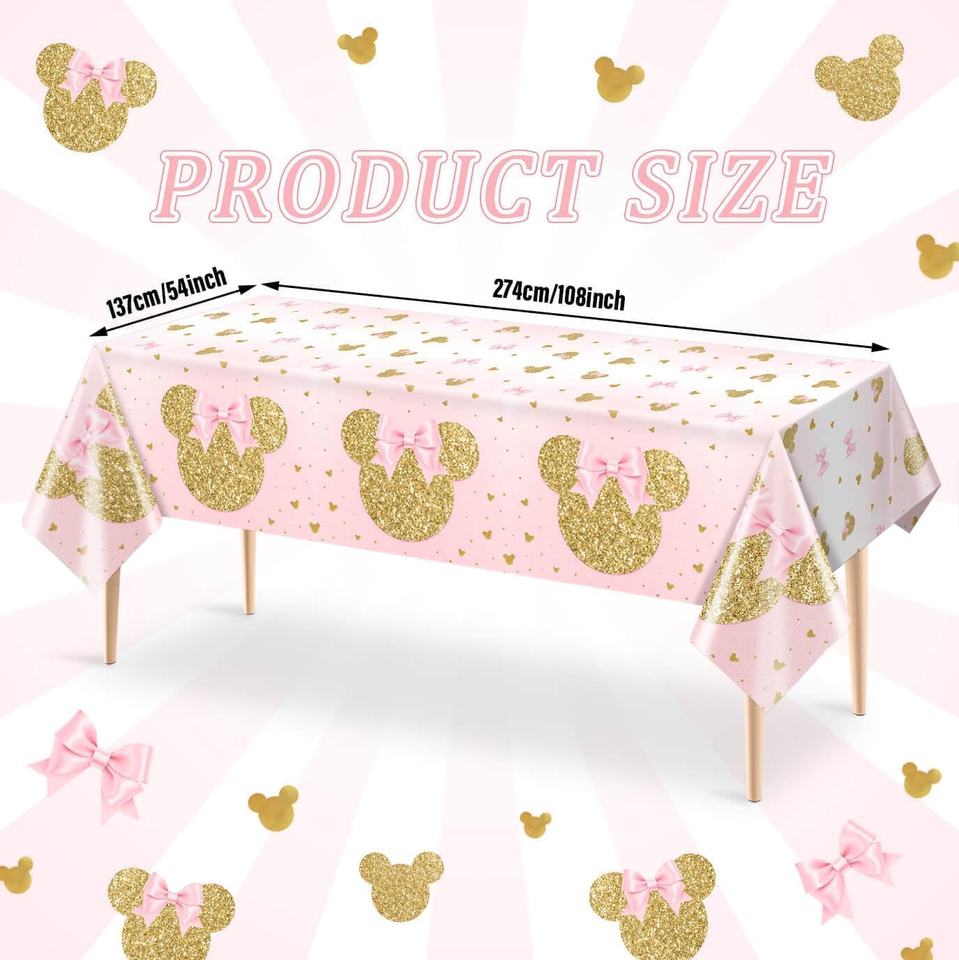 3 Pink Mouse Head Tablecovers for Kids Birthday Party