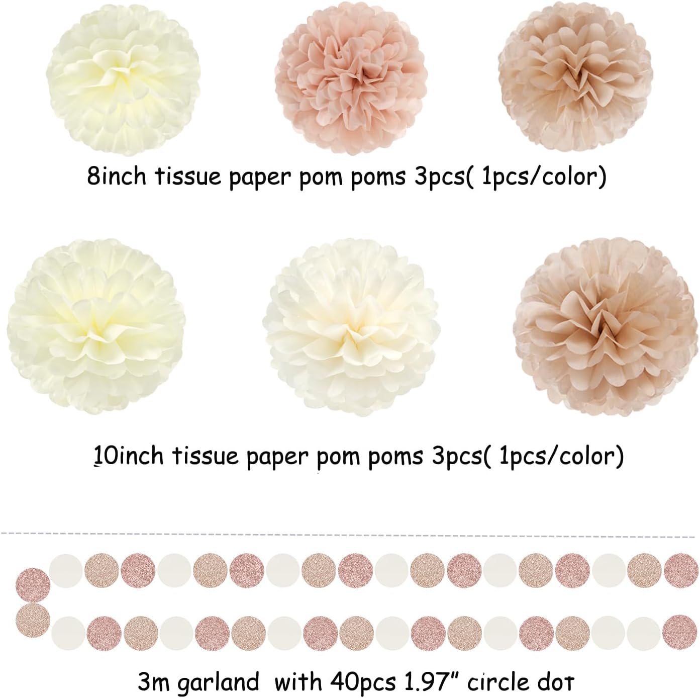 Champagne Gold Beige Boho Party Decor Kit 23pcs