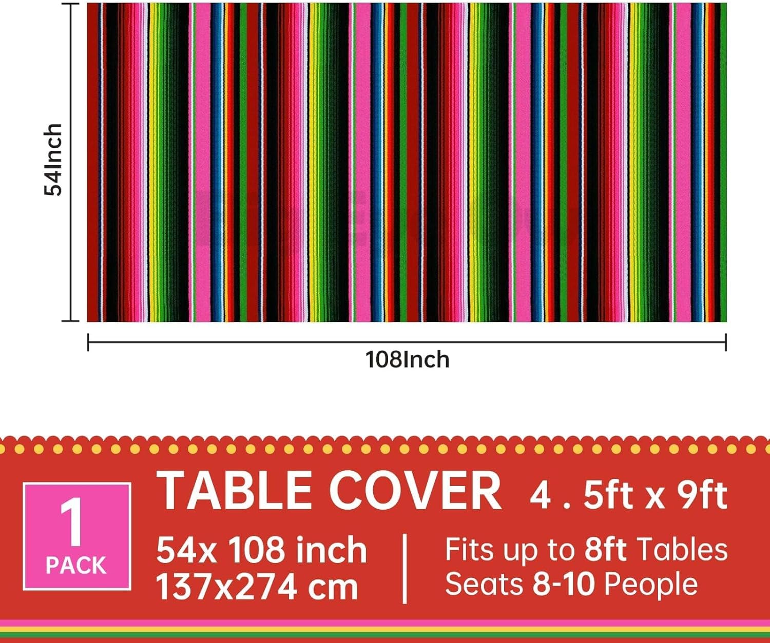 Mexican Fiesta Tablecloth 54x108 Inch
