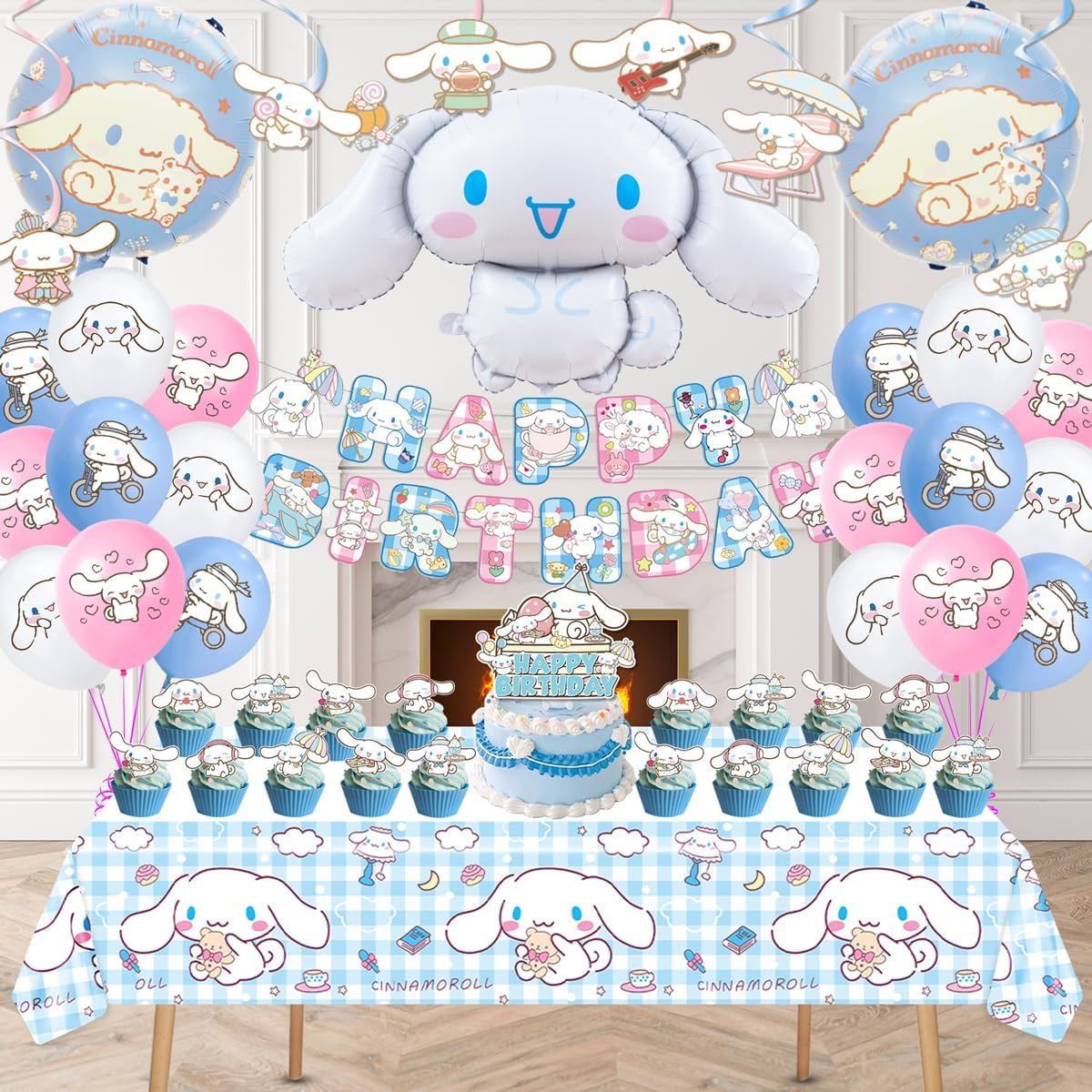 AVONO Cinnamoroll Birthday Decorations 101 Pieces Set