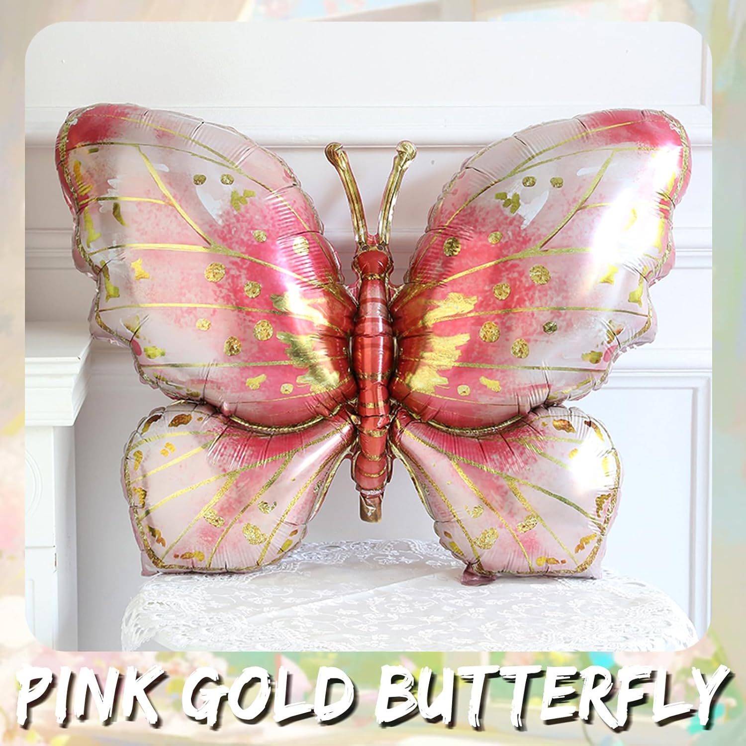 Pastel Pink Green Gold Butterfly Balloon Arch Kit for Parties