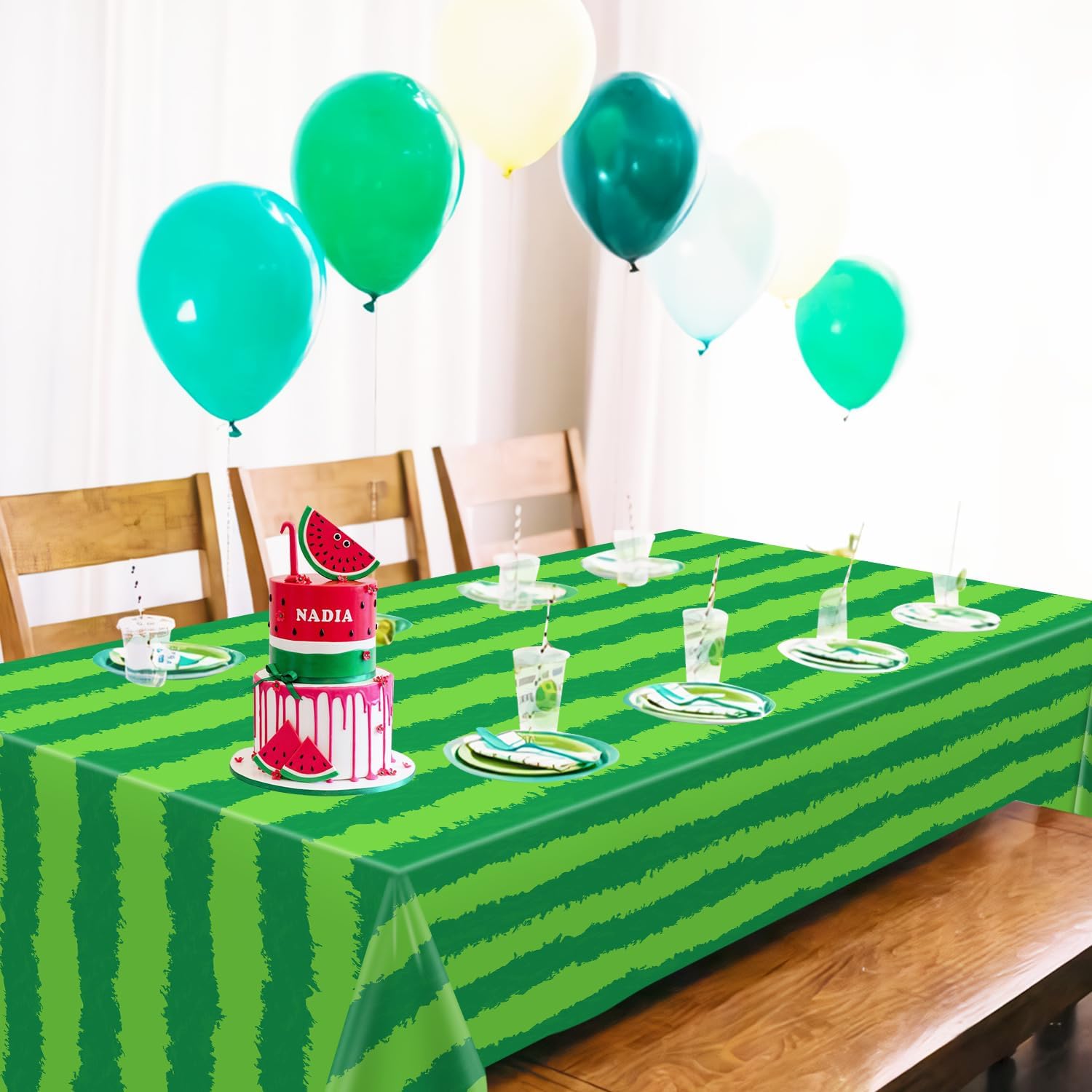 4 Pack Watermelon Rind Tablecloths Green Melon Party Decor
