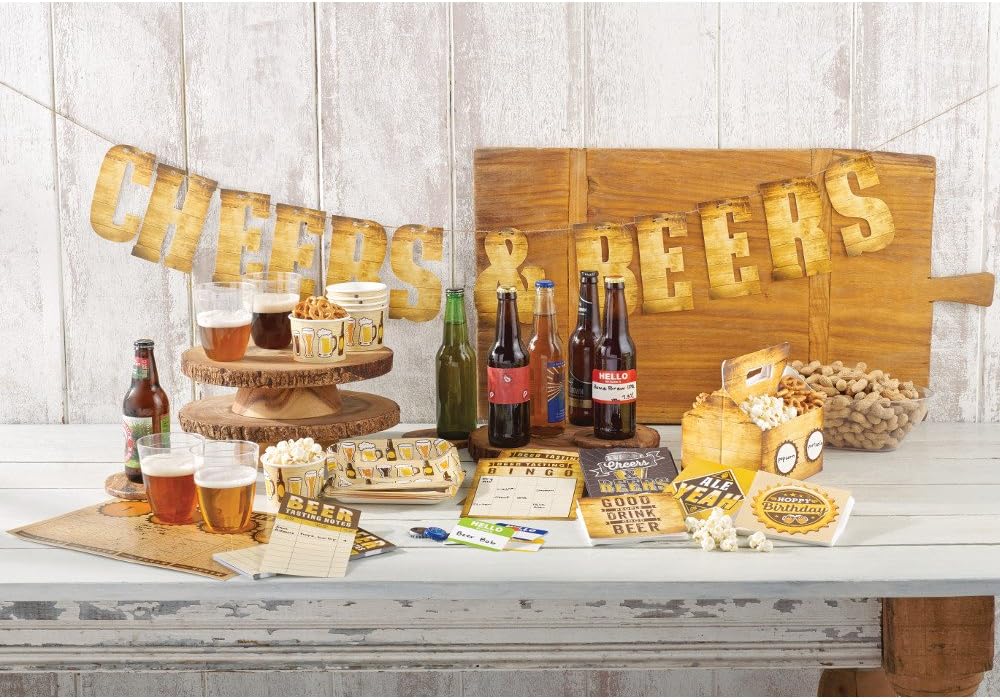 Creative Converting Cheers Beers Tablecover 54x102 Ivory