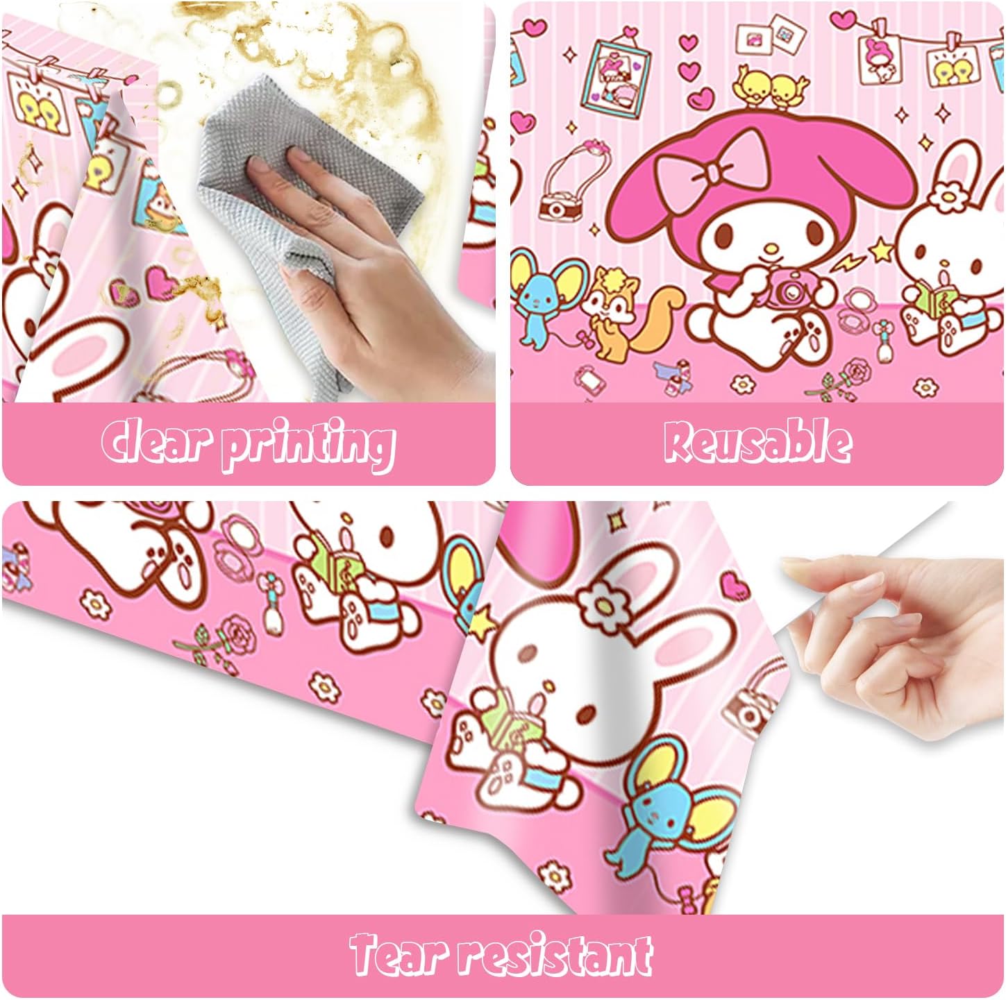 2Pcs Melody Tablecloth Disposable for Birthday Party Decorations