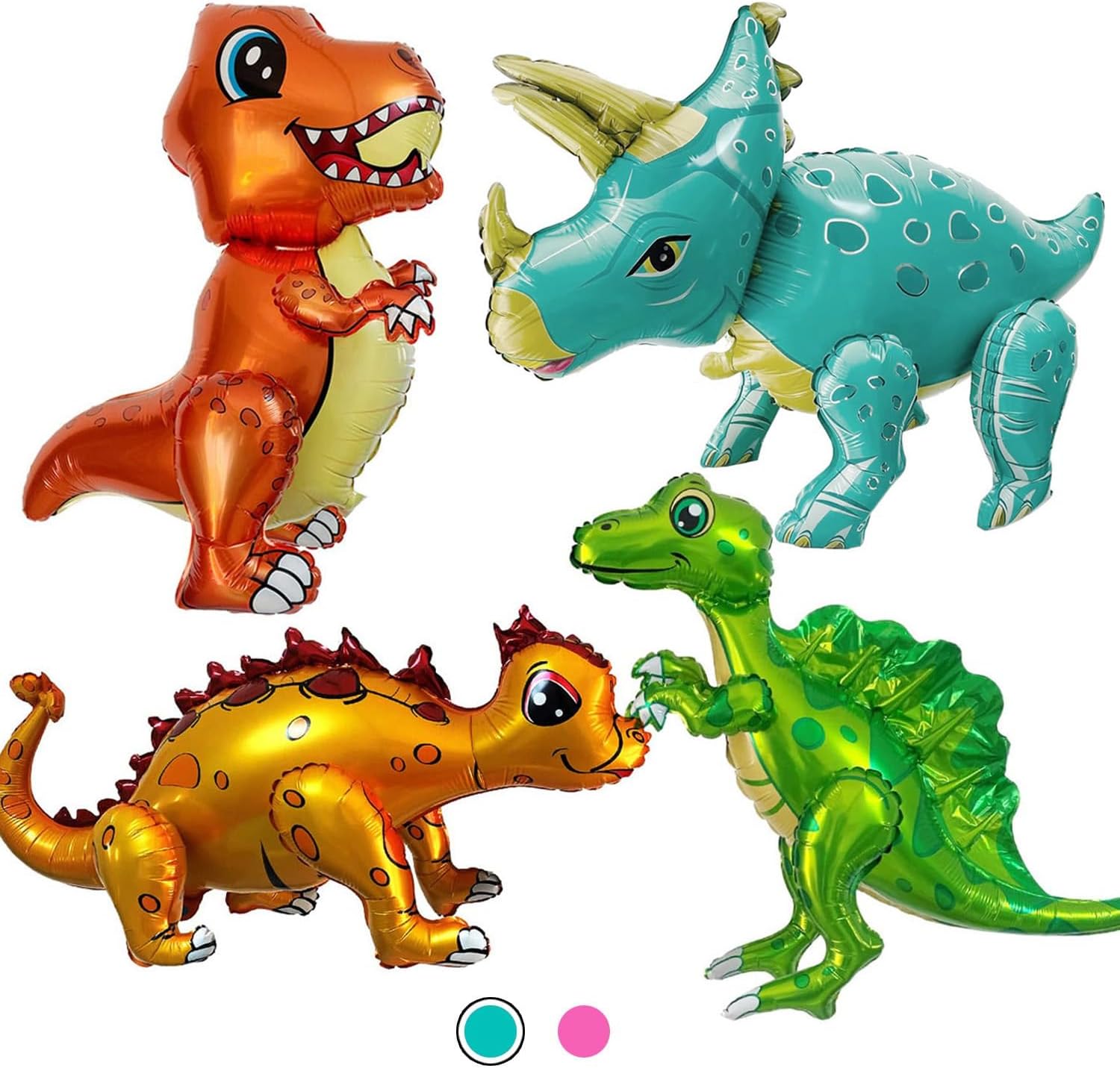 Giant 3D Dinosaur Balloons for Birthday Decorations 4 Pack
