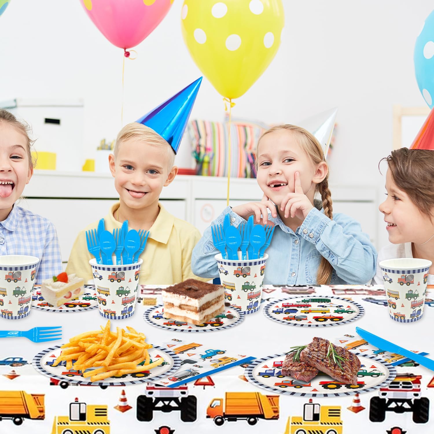 141PCS Traffic Themed Party Decorations for Boys