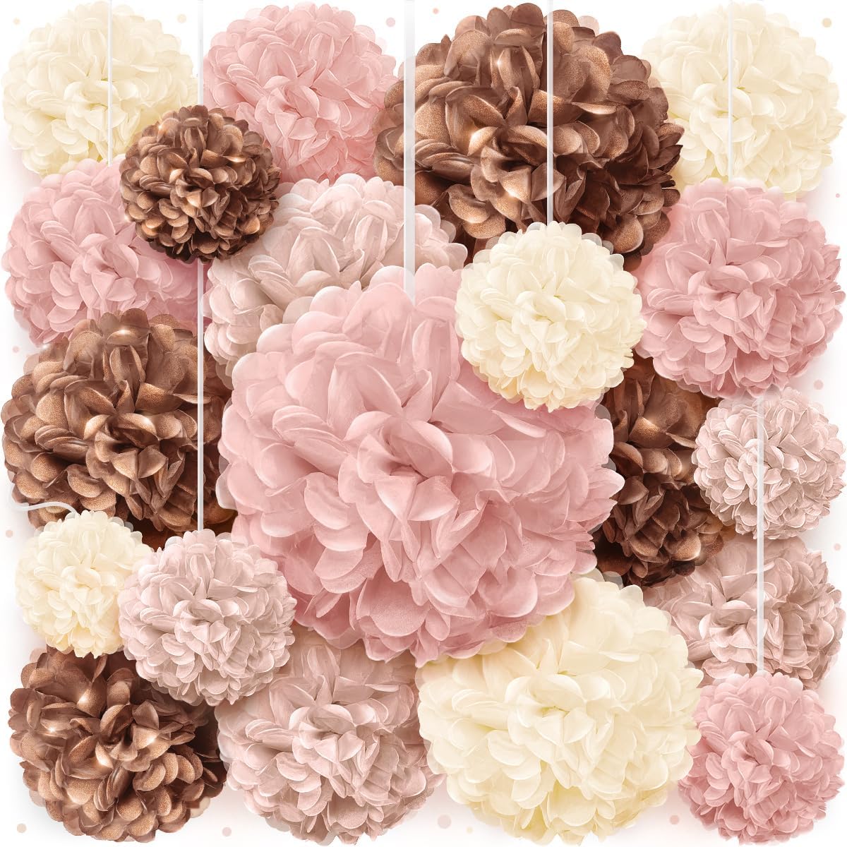 Boho Paper Pom Poms in Blush Pink Tissue