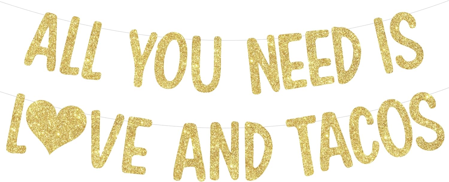 Mexican Fiesta Bridal Shower Decor Banner Gold