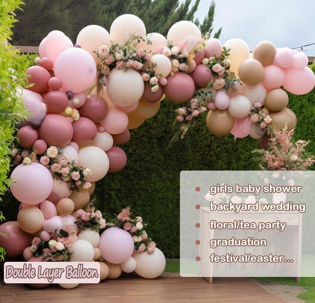 Dusty Pink Balloon Arch Kit 112pcs for Boho Parties