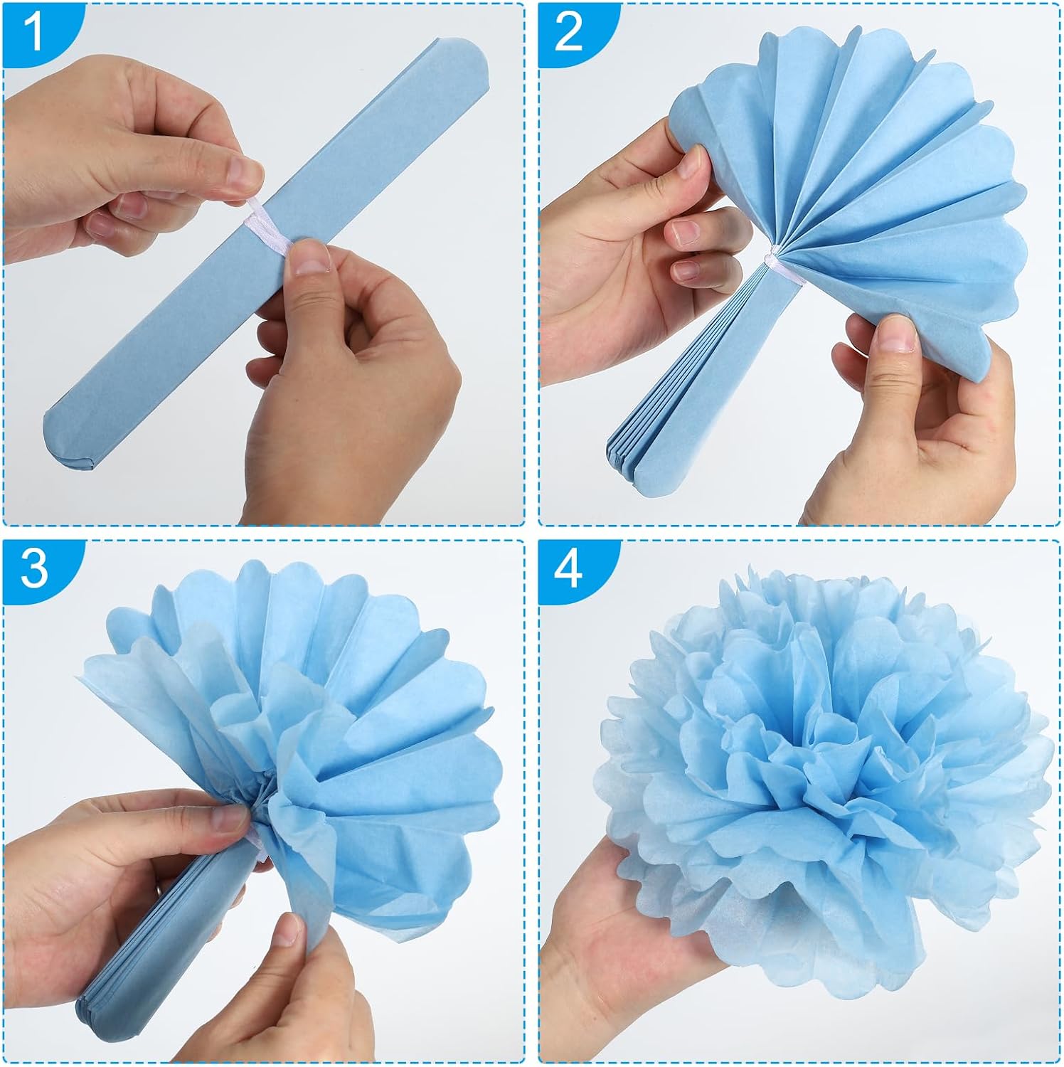 PATIKIL 4 Inch Green Tissue Pom Poms 10 Pack