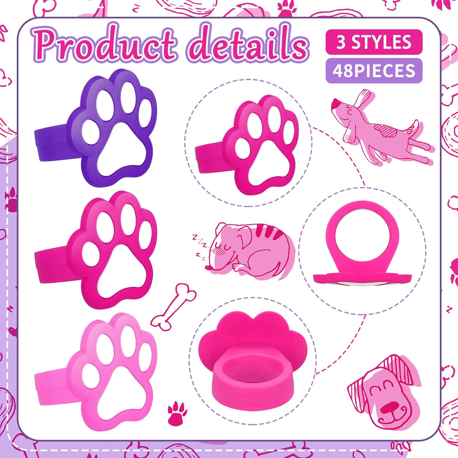 48 Pcs Dog Theme Cupcake Rings Toppers Decorations