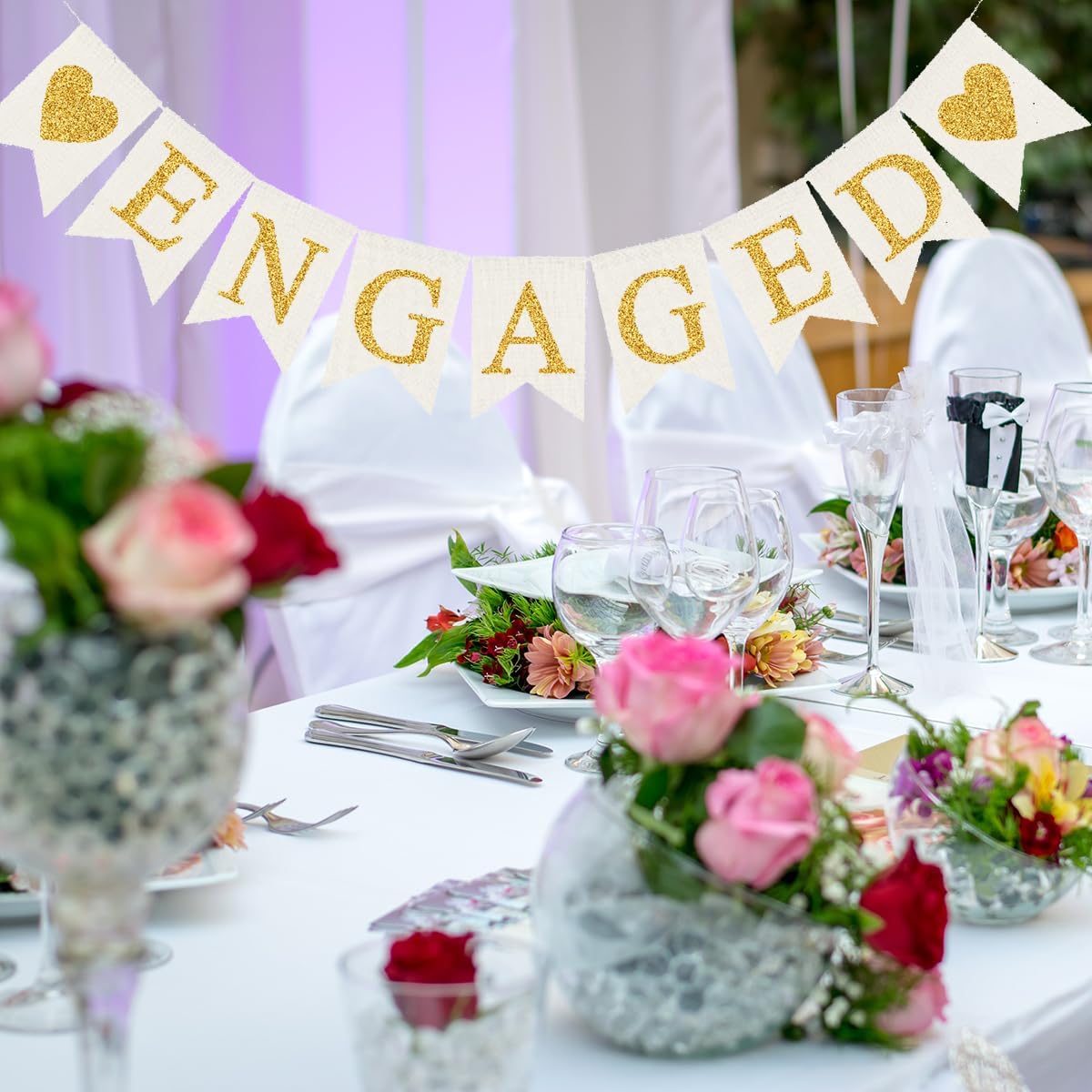 Burlap Engagement Decorations Prestrung Banner