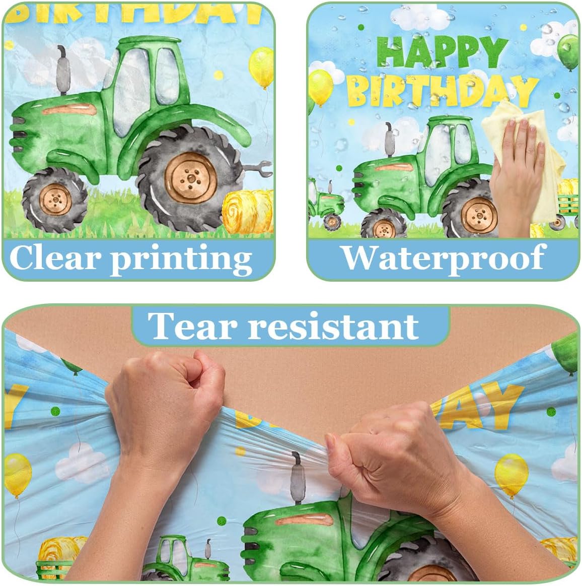 3pcs Tractor Birthday Tablecloths for Boys Party Decorations