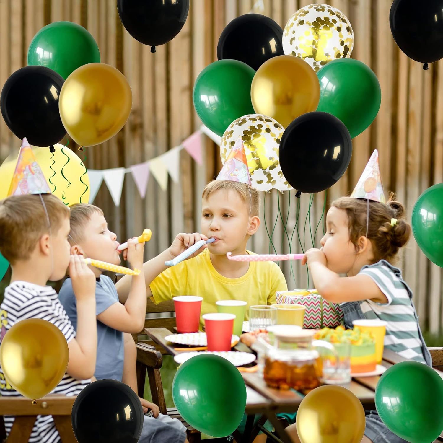 Black Gold Green Balloons Graduation Party Decor 60PCS