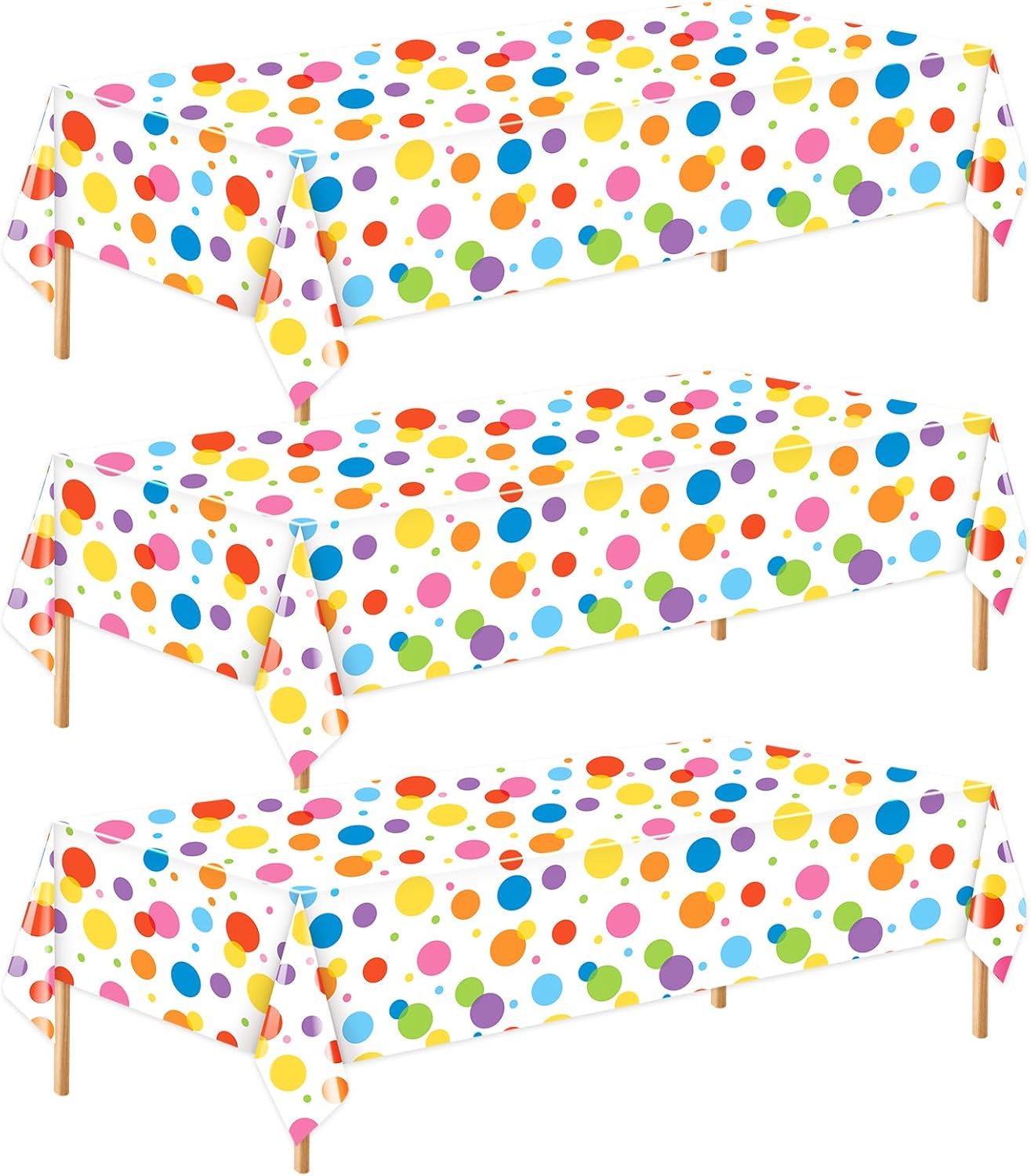 Oudain 3 Pcs Polka Dot Tablecloth Birthday Party Decor
