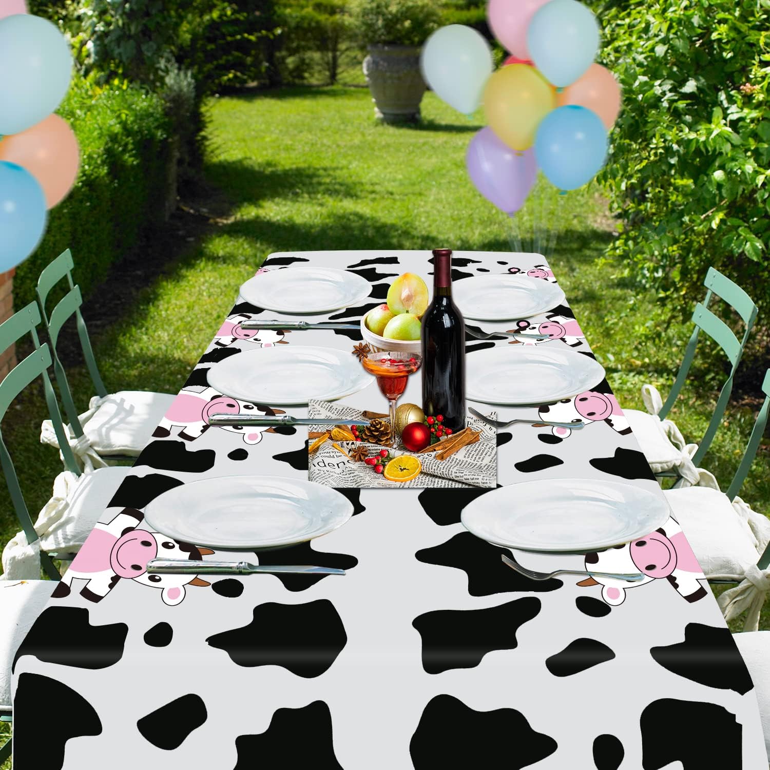 4 Pcs Cow Print Plastic Tablecloths Farm Animal Themed Party Supplies