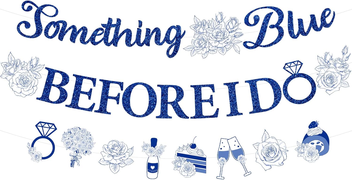 Something Blue Bridal Shower Decorations 3 Pcs Pre-Strung