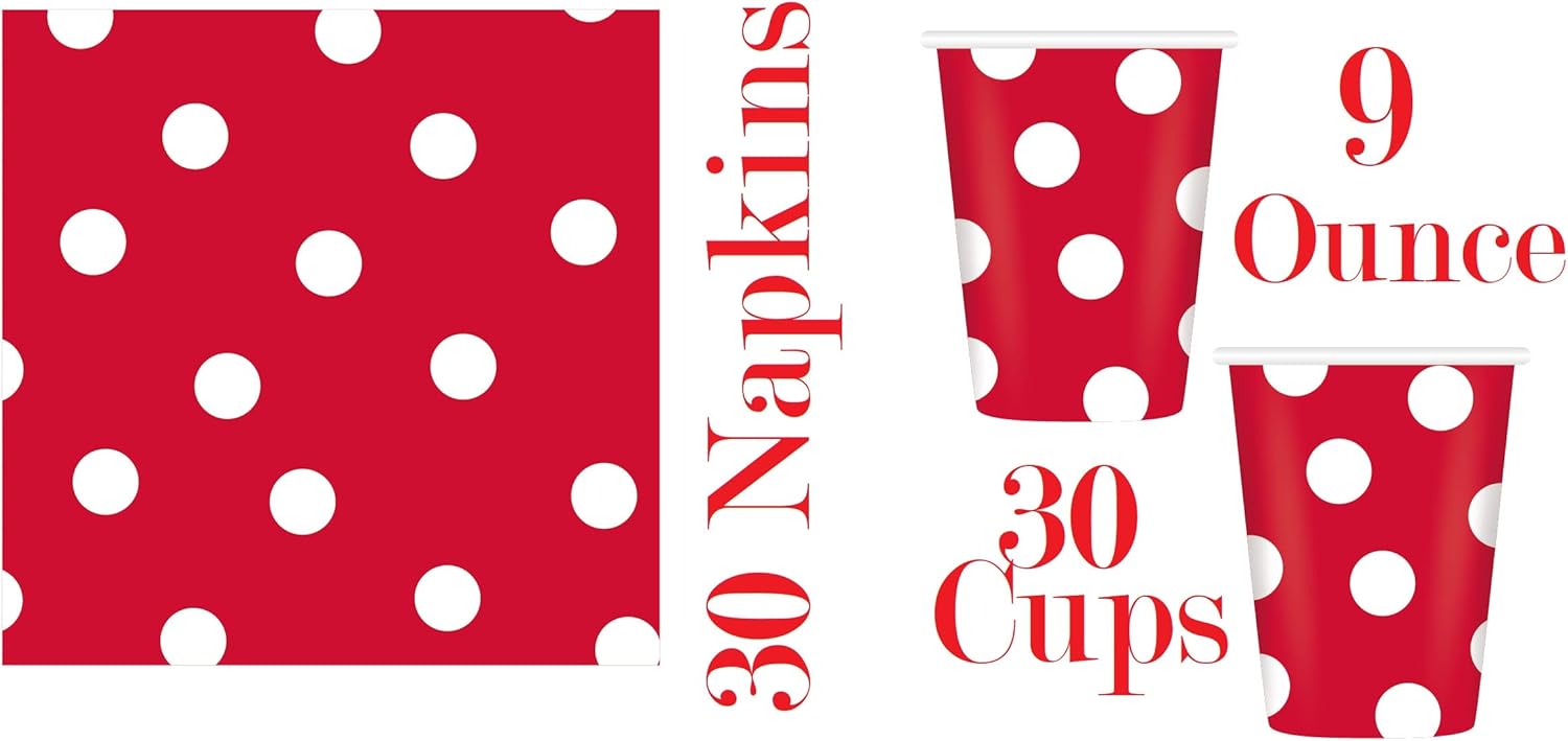 Oojami 30 Person Party Pack Red Polka Dots