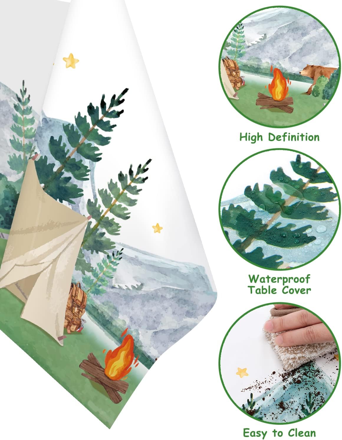 Nefelibata 3pcs Waterproof Camping Tablecloths
