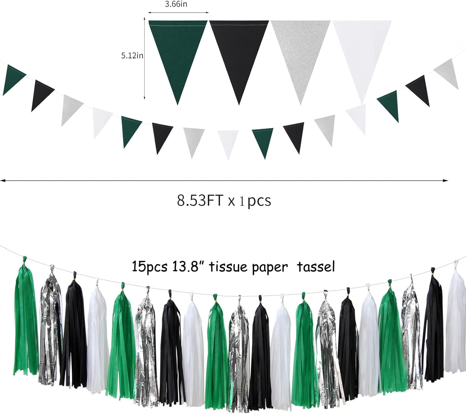 Black Green Silver Football Party Decorations 30pcs