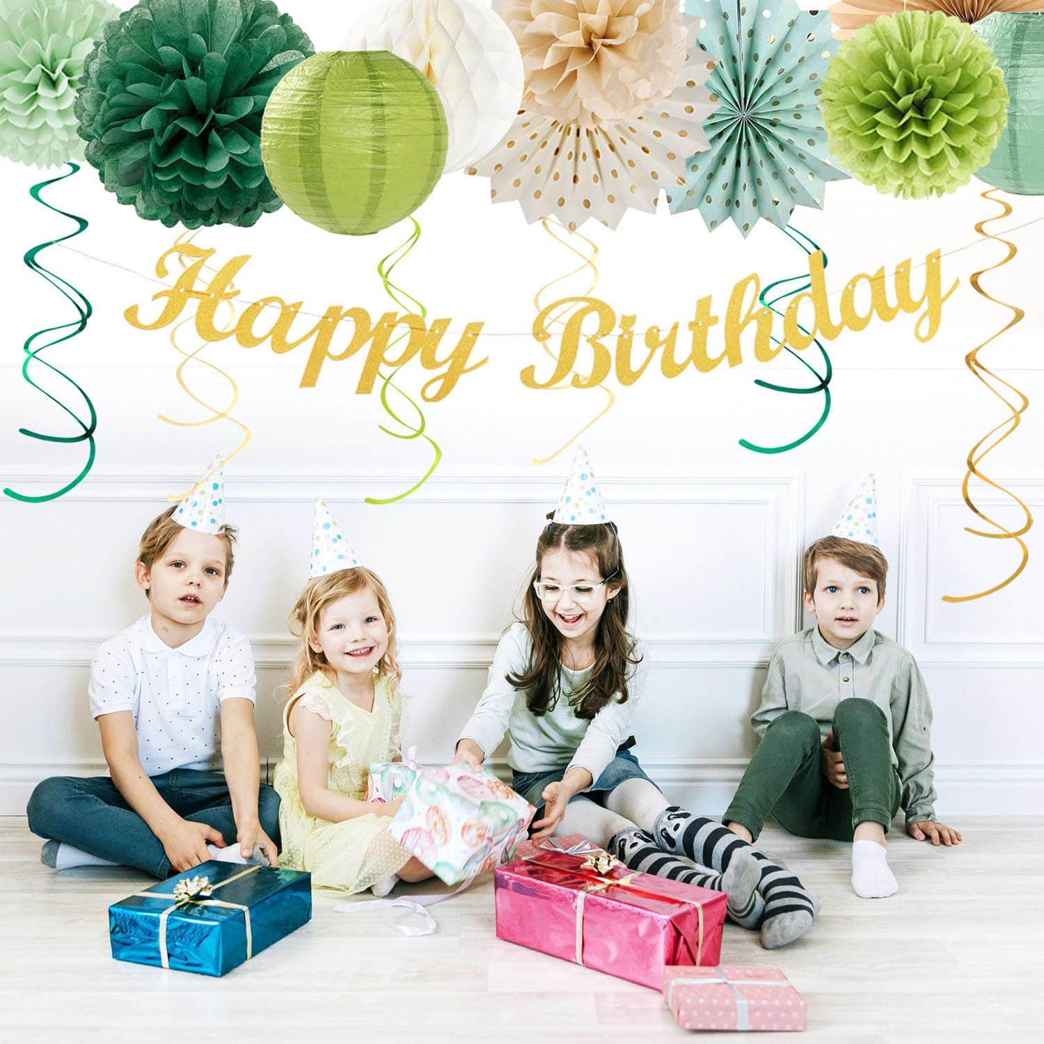 Sage Green Champagne Gold Birthday Decor 21pc Set