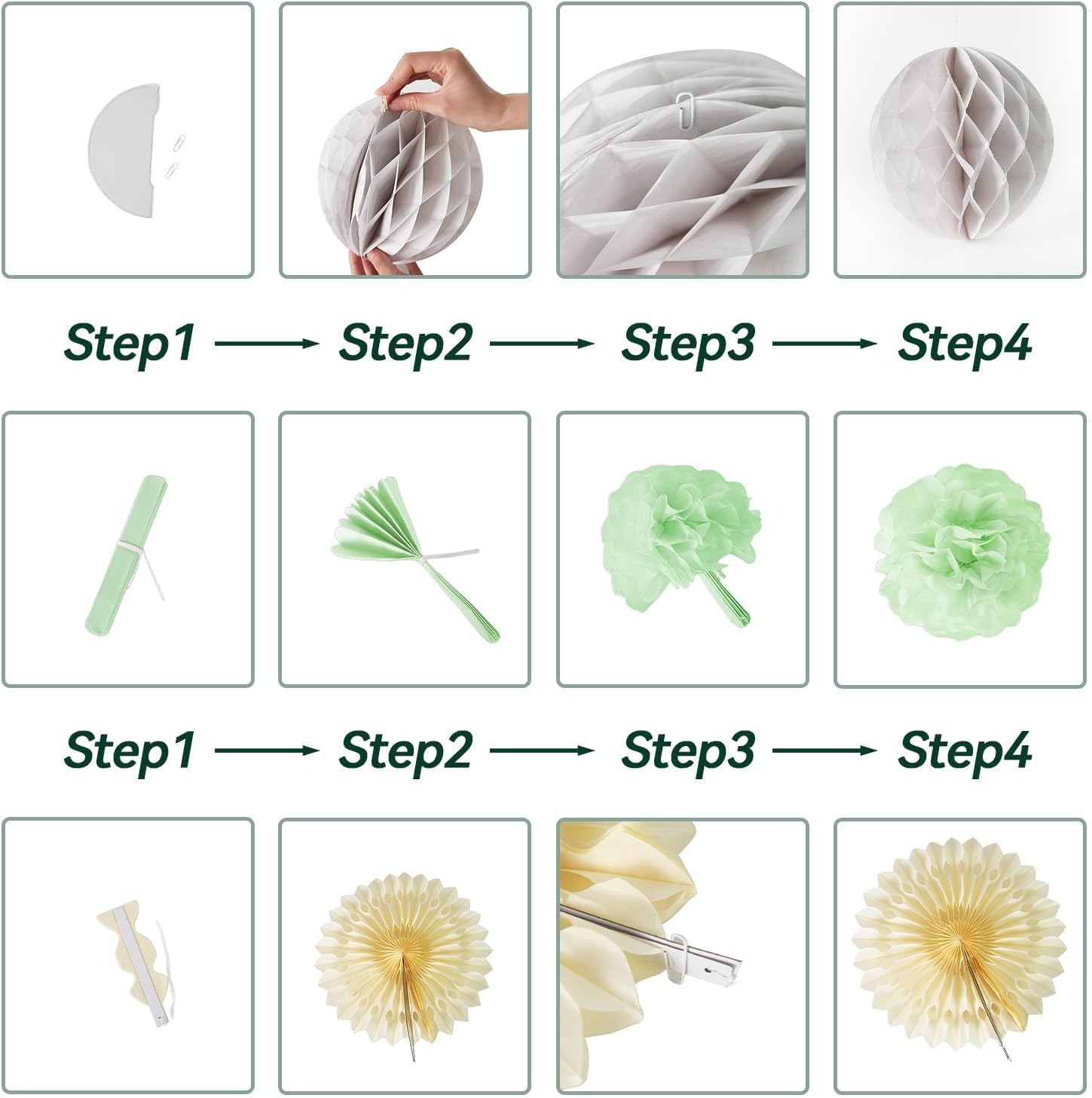 FunHot Sage Green and Dusty Pink Party Decorations Set